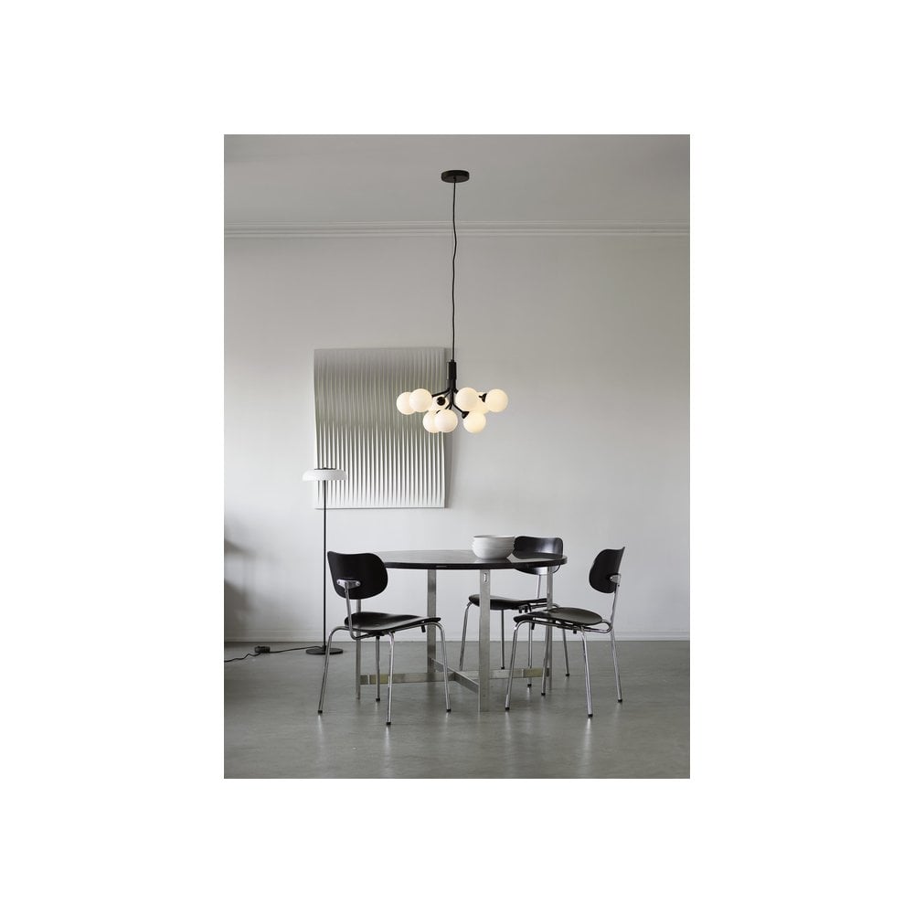Nuura Apiales 9 Light Chandelier - Satin Black & Opal Glass