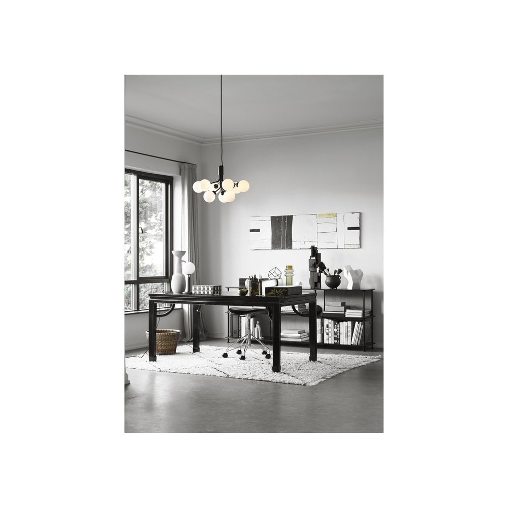 Nuura Apiales 9 Light Chandelier - Satin Black & Opal Glass