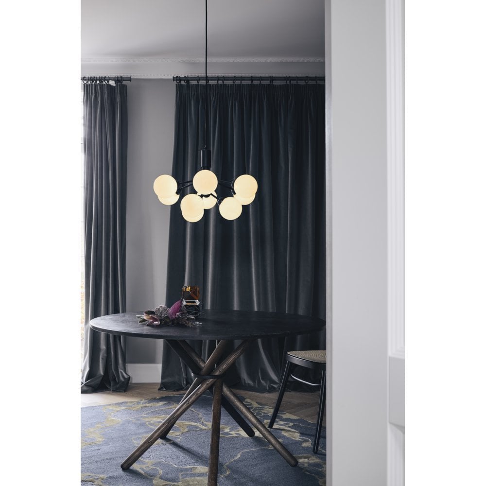 Nuura Apiales 9 Light Chandelier - Satin Black & Opal Glass