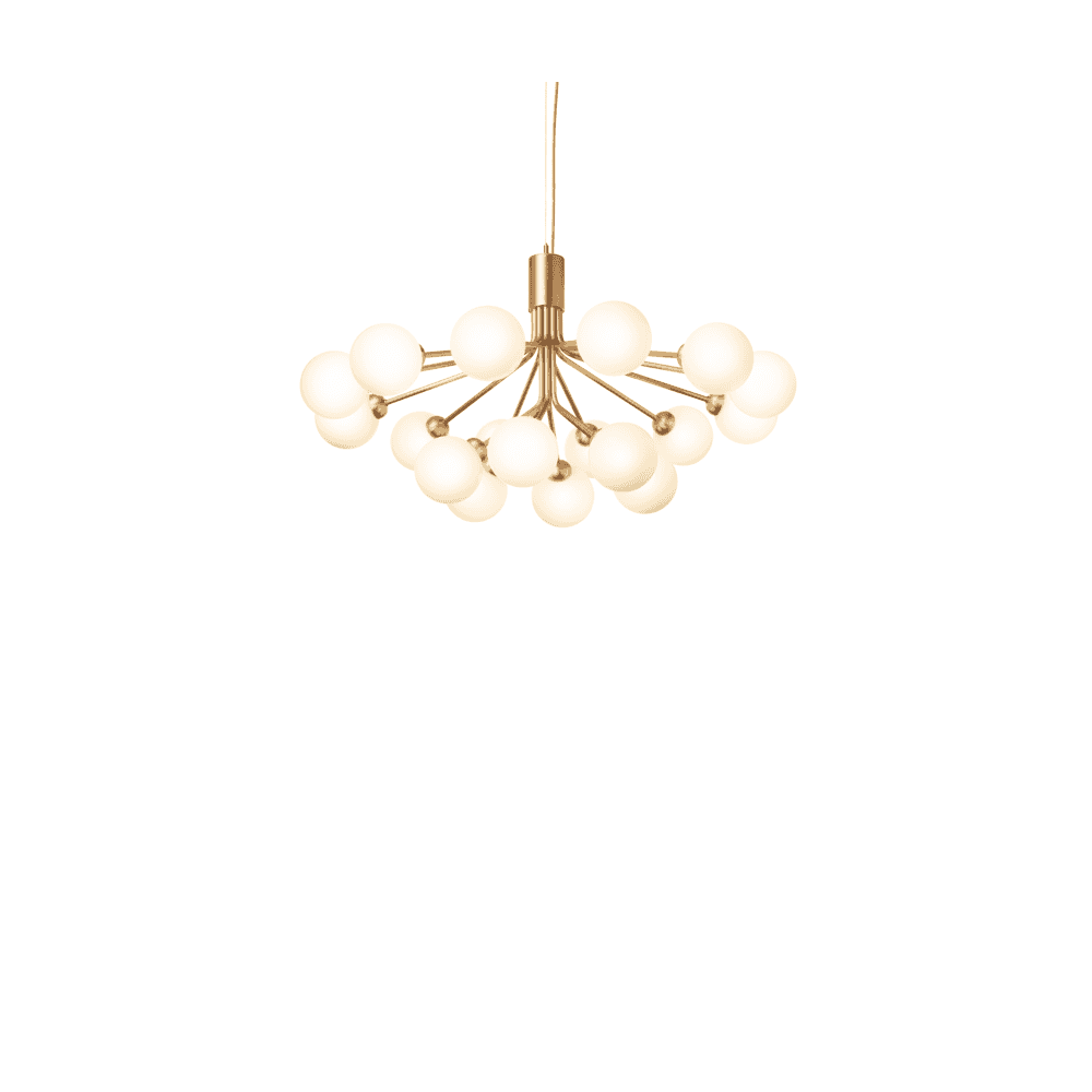 Nuura Apiales 18 Light Chandelier - Brushed Brass & Opal Glass