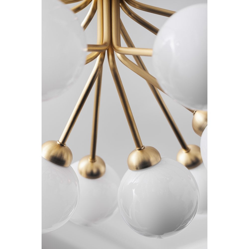 Nuura Apiales 18 Light Chandelier - Brushed Brass & Opal Glass