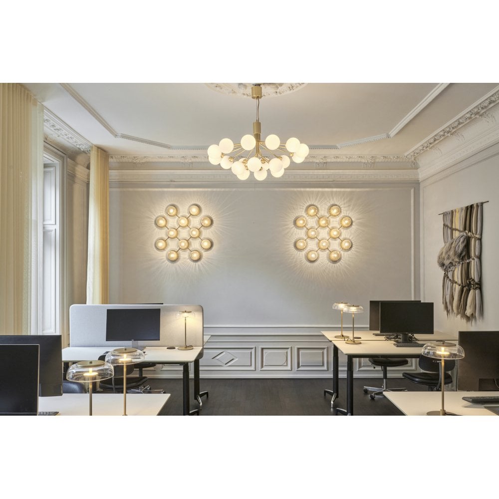 Nuura Apiales 18 Light Chandelier - Brushed Brass & Opal Glass