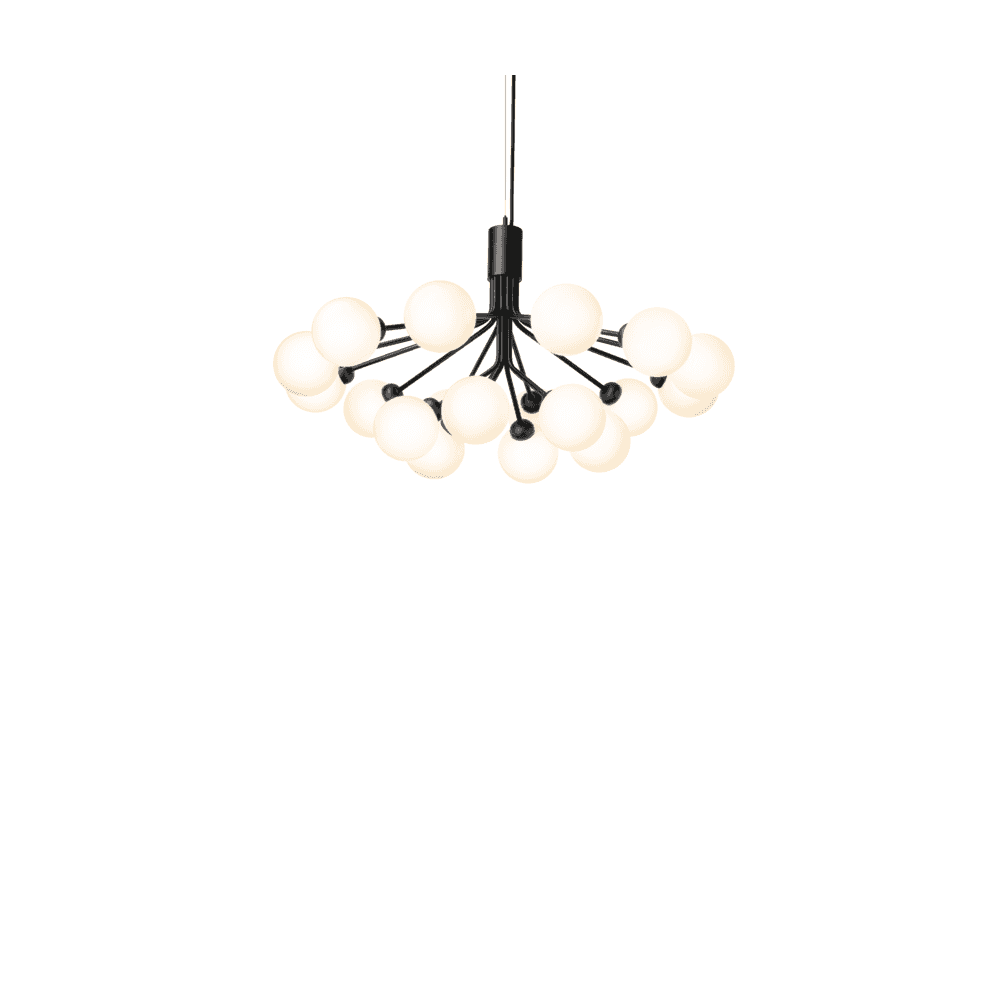 Nuura Apiales 18 Light Chandelier - Satin Black & Opal Glass