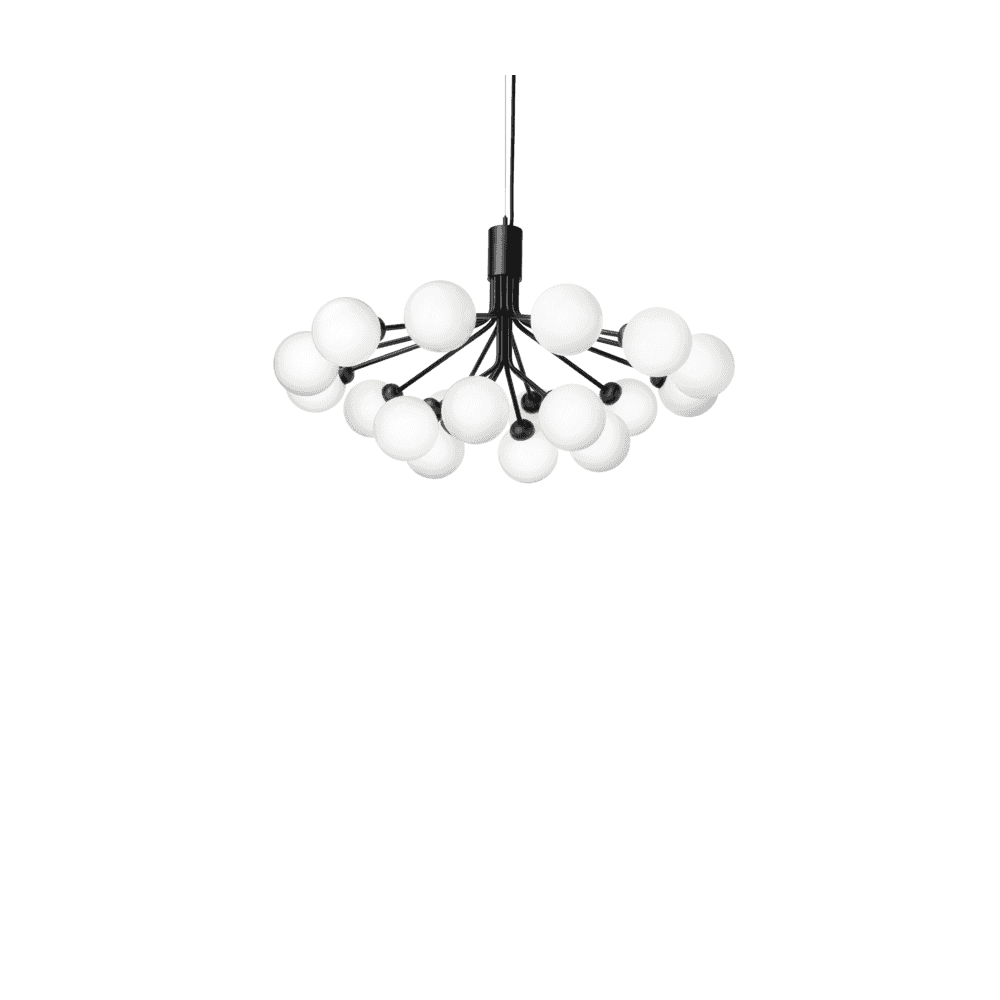 Nuura Apiales 18 Light Chandelier - Satin Black & Opal Glass