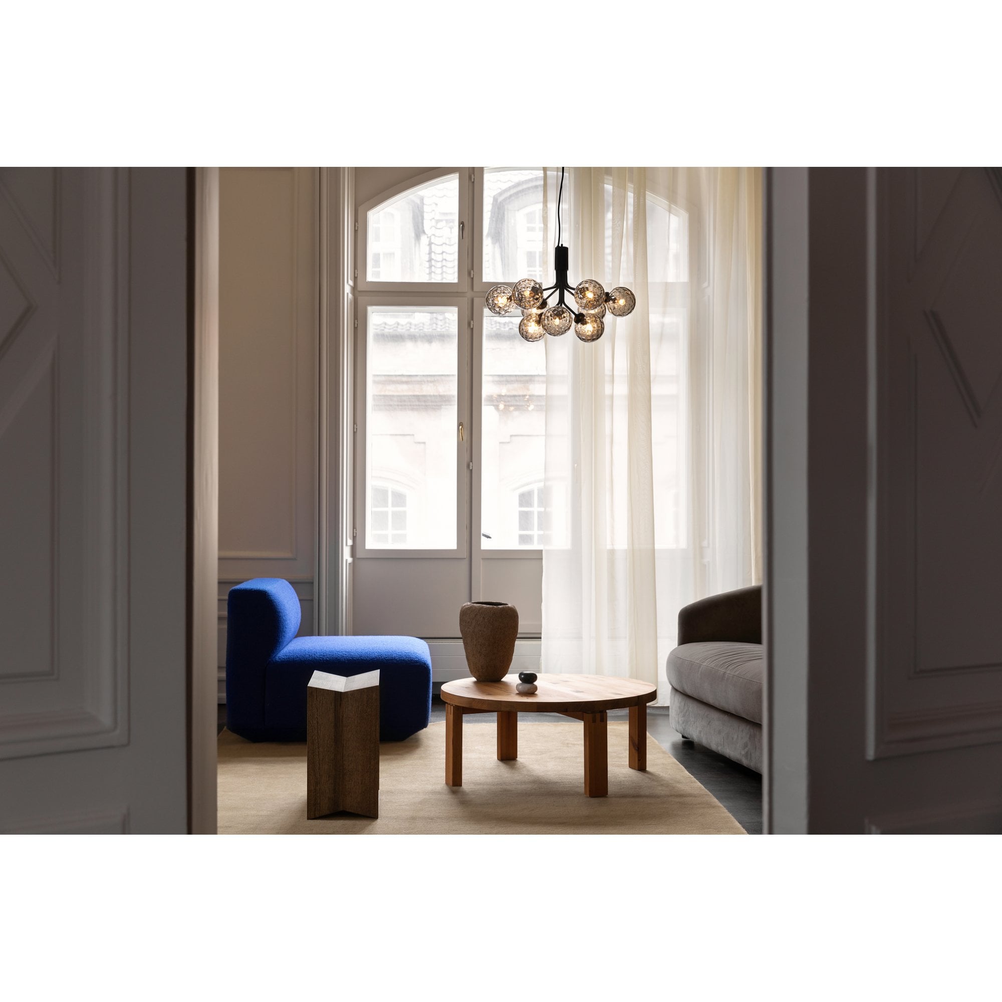 Nuura Apiales 9 Light Chandelier - Satin Black & Optic Smoked Glass