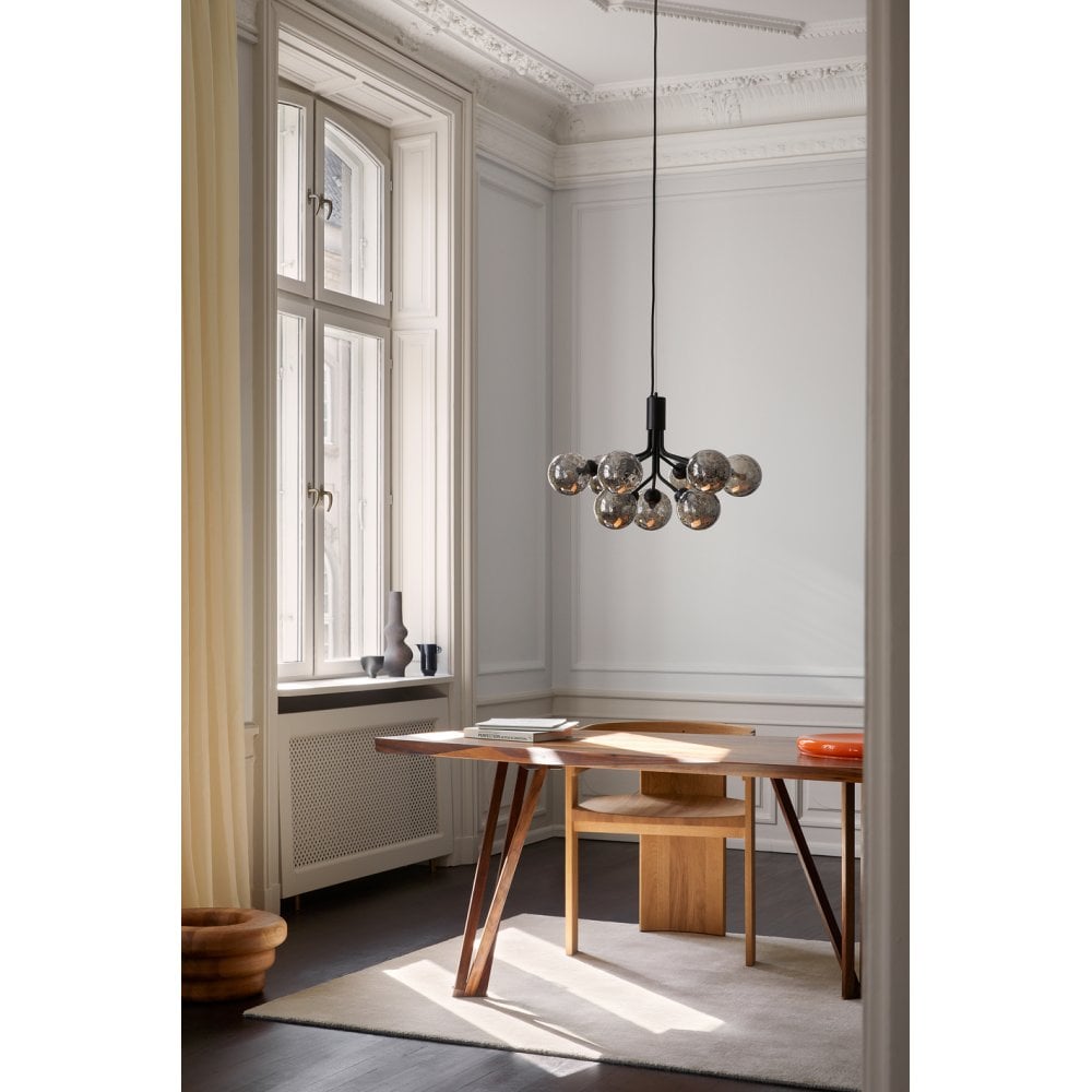 Nuura Apiales 9 Light Chandelier - Satin Black & Optic Smoked Glass