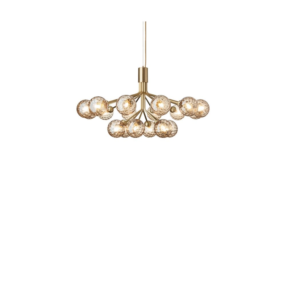 Nuura Apiales 18 Light Chandelier - Brushed Brass & Optic Gold Glass