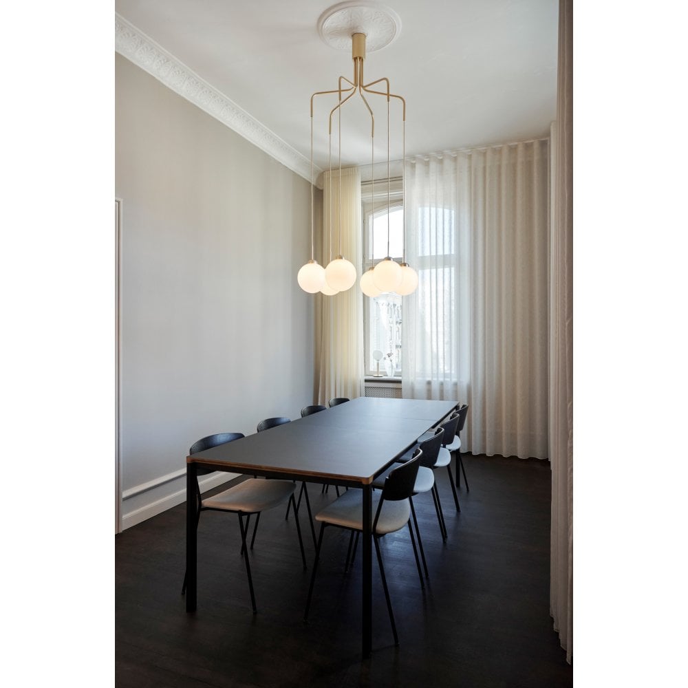 Nuura Apiales Cluster 6 Light Chandelier - Brushed Brass & Opal Glass