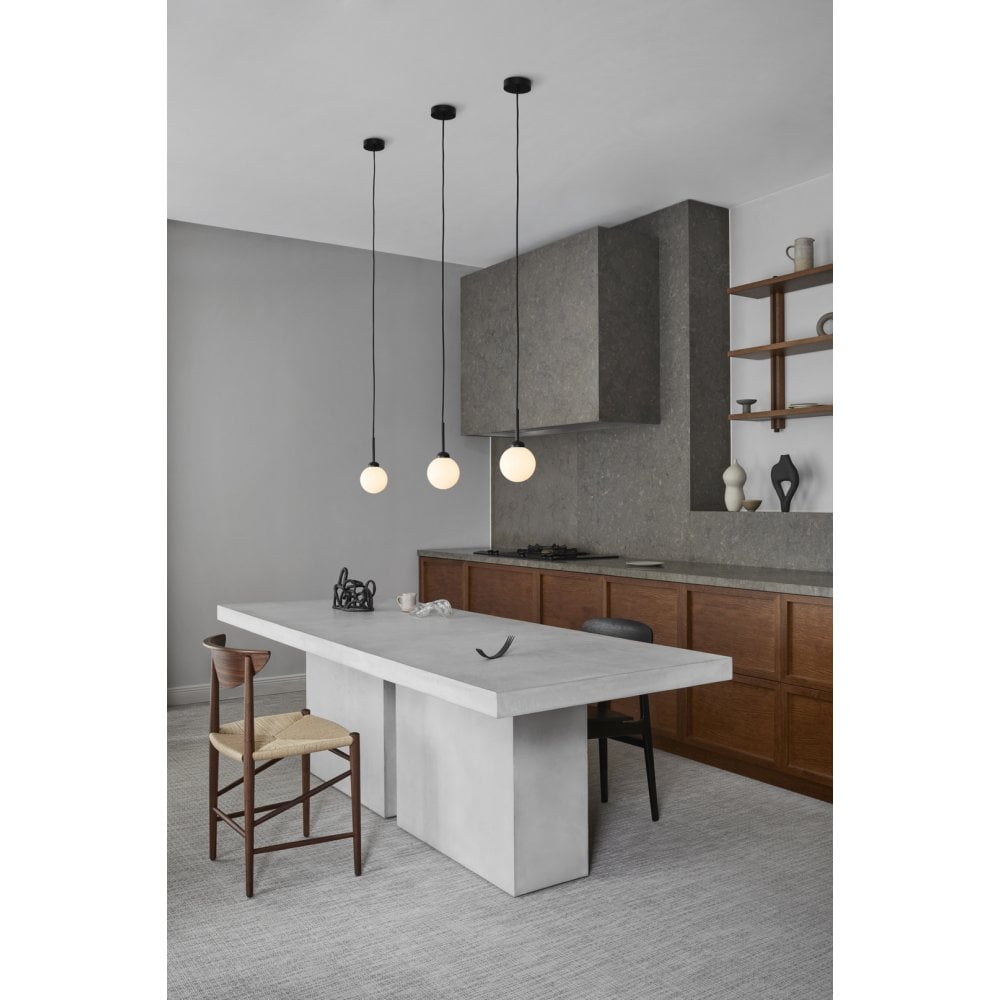 Nuura Apiales 1 Light Pendant - Satin Black & Opal Glass