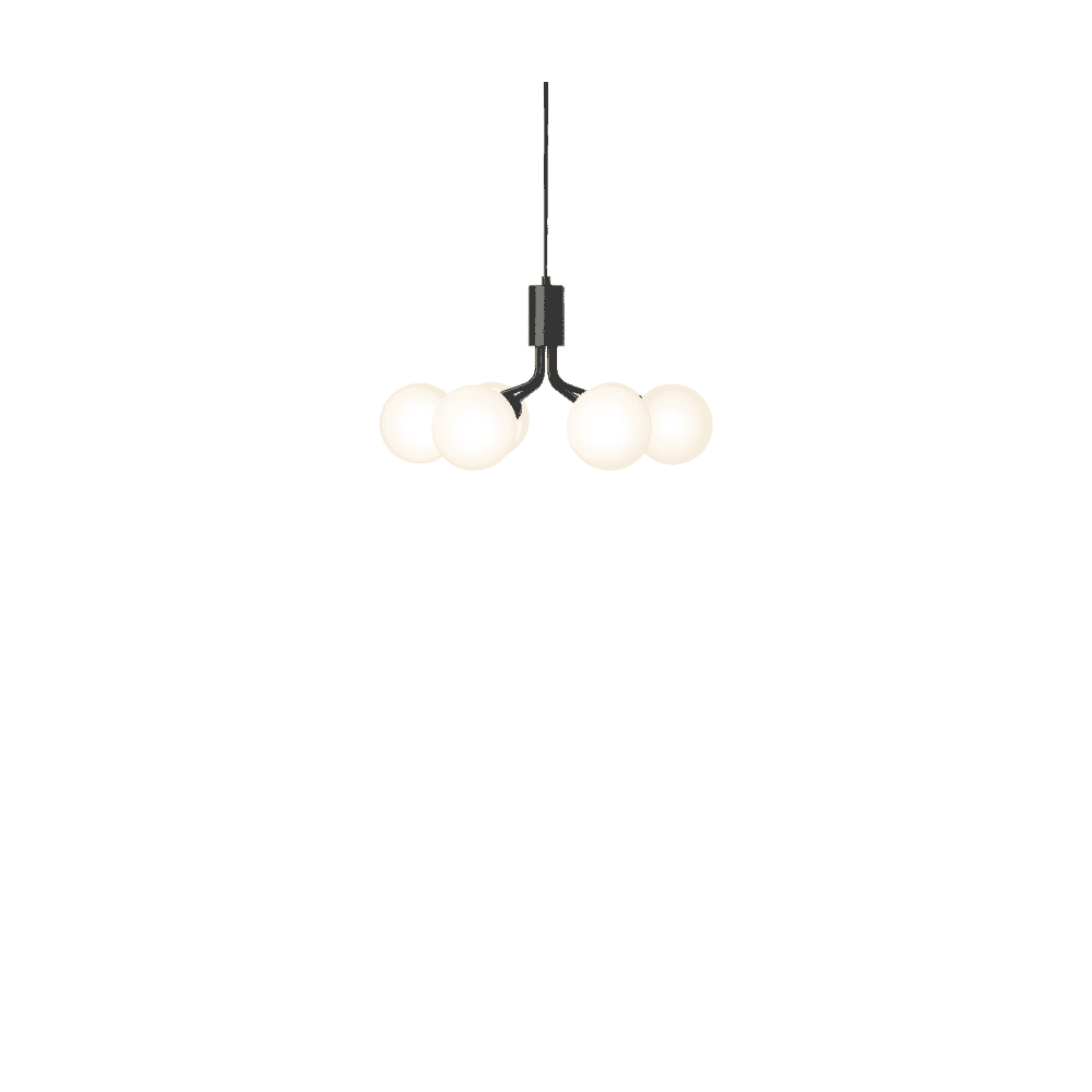 Nuura Apiales 6 Light Chandelier - Satin Black & Opal Glass