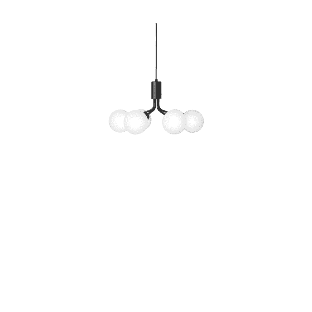 Nuura Apiales 6 Light Chandelier - Satin Black & Opal Glass