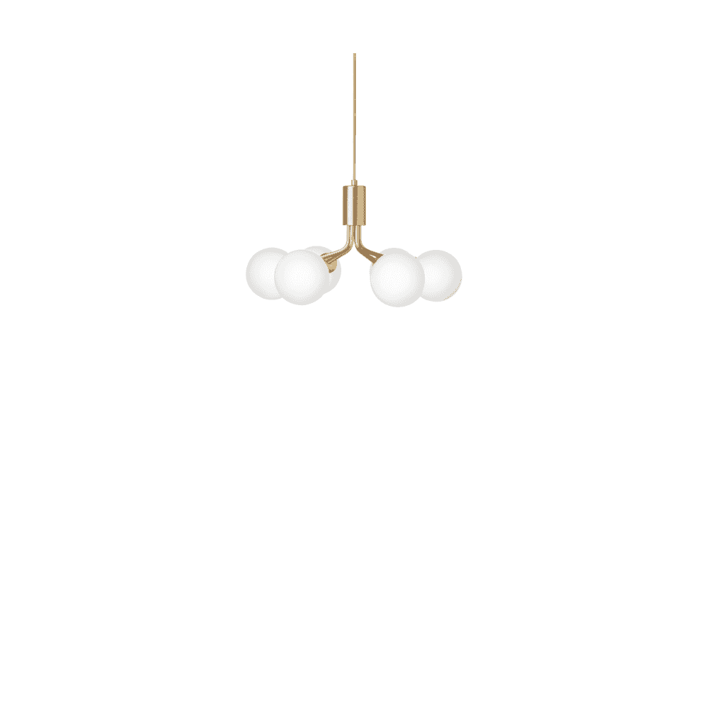 Nuura Apiales 6 Light Chandelier - Brushed Brass & Opal Glass