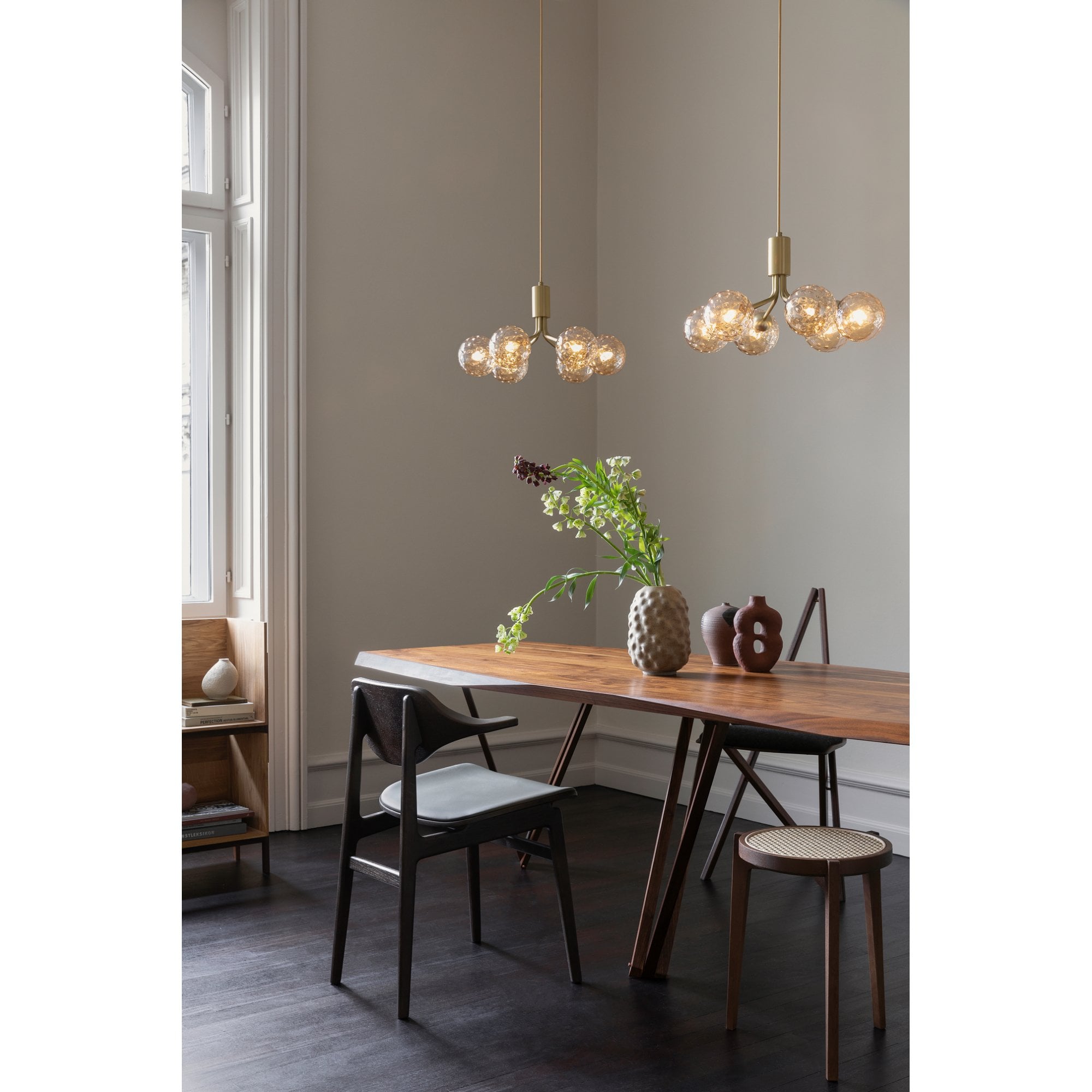 Nuura Apiales 6 Light Chandelier - Brushed Brass & Optic Gold Glass