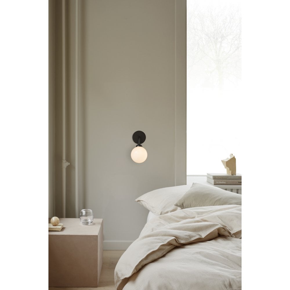 Nuura Apiales Wall Light - Satin Black & Opal Glass