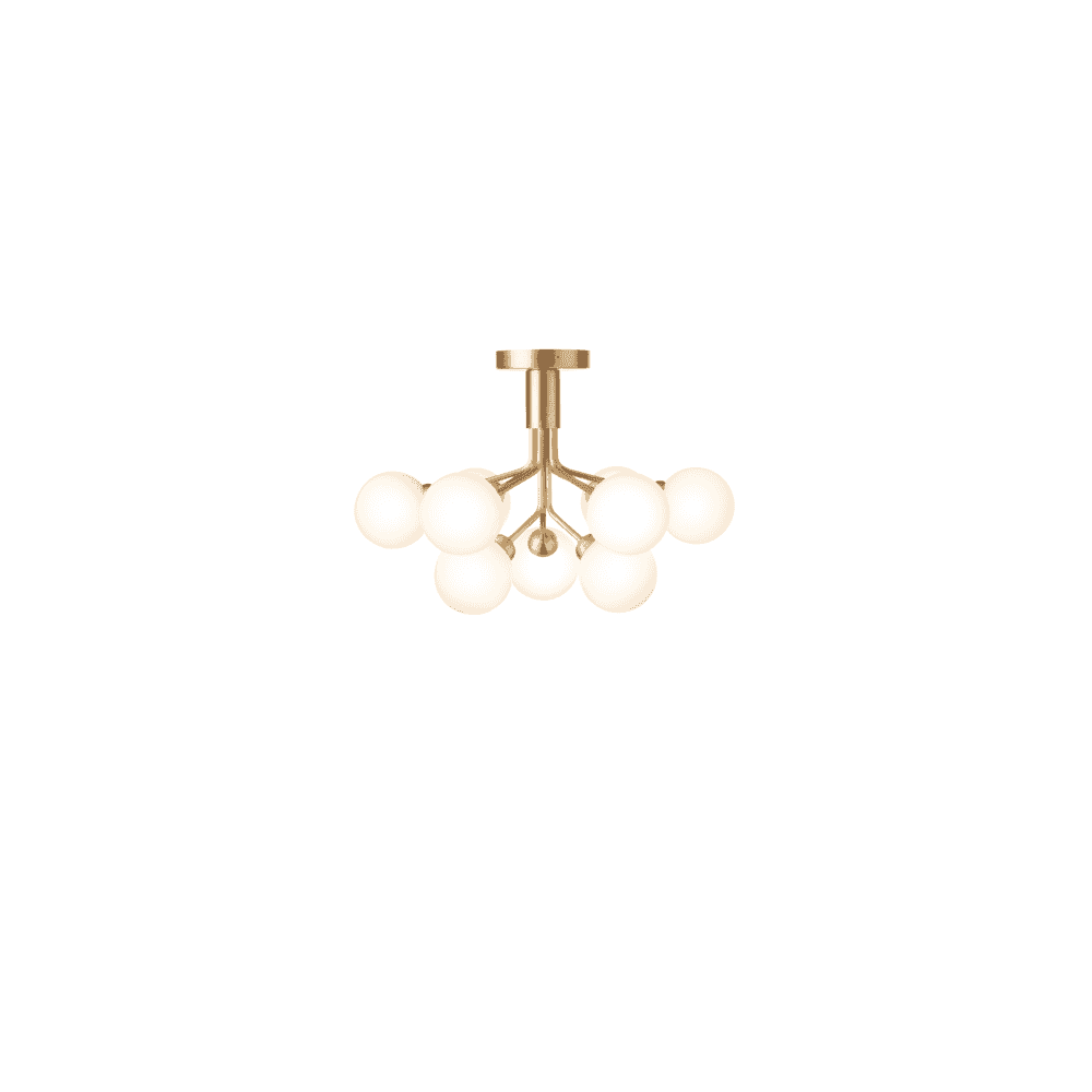 Nuura Apiales 9 Light Ceiling Light - Brushed Brass & Opal Glass