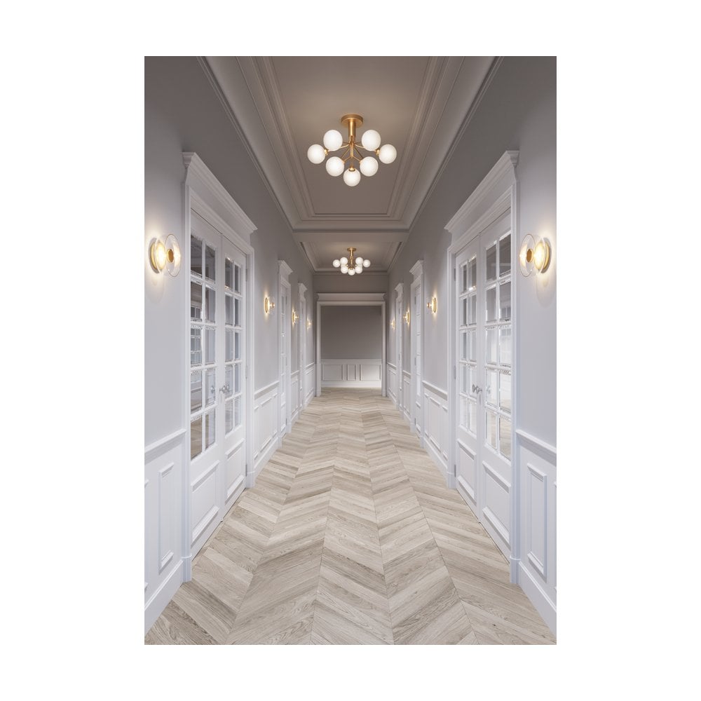 Nuura Apiales 9 Light Ceiling Light - Brushed Brass & Opal Glass