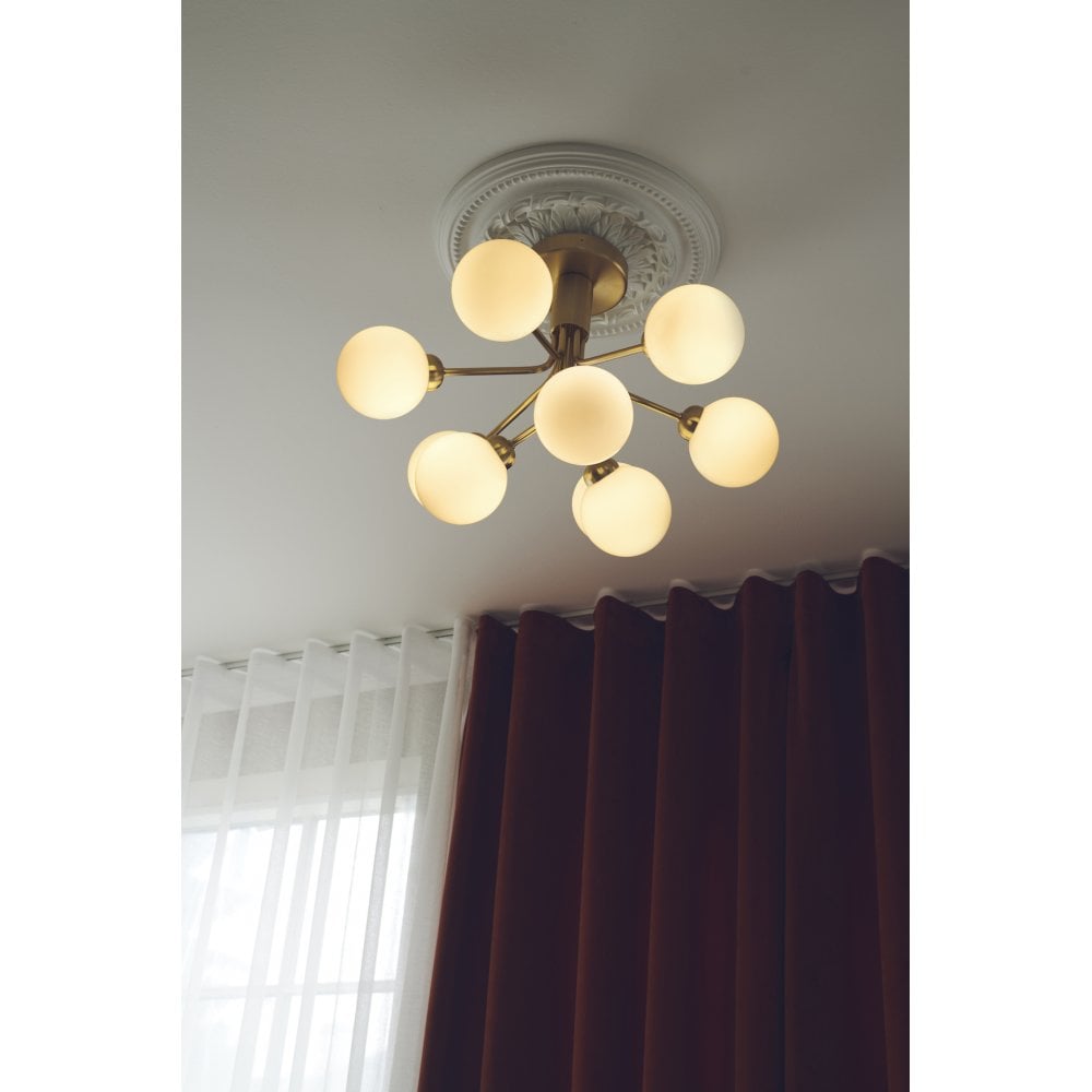Nuura Apiales 9 Light Ceiling Light - Brushed Brass & Opal Glass