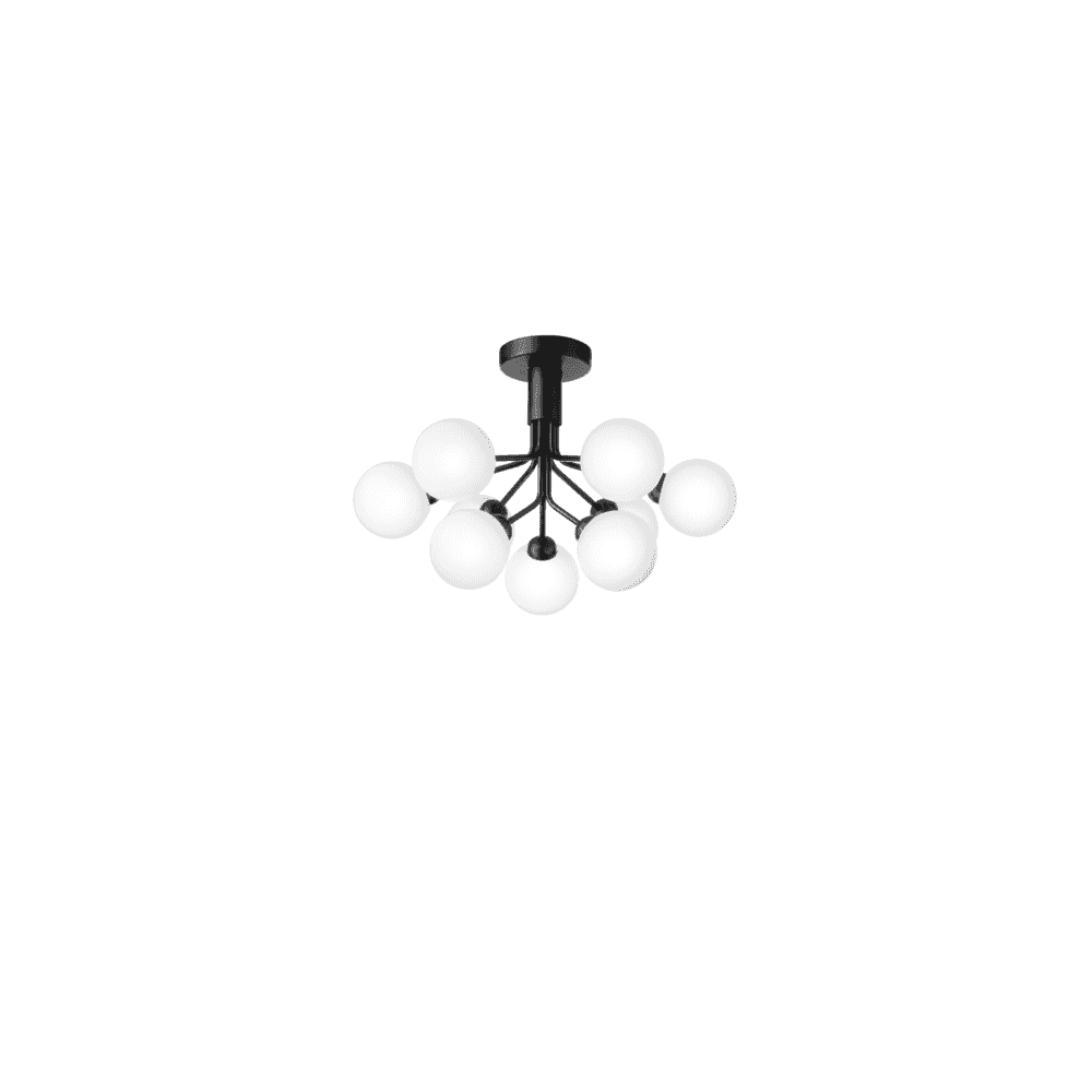 Nuura Apiales 9 Light Ceiling Light - Satin Black & Opal Glass