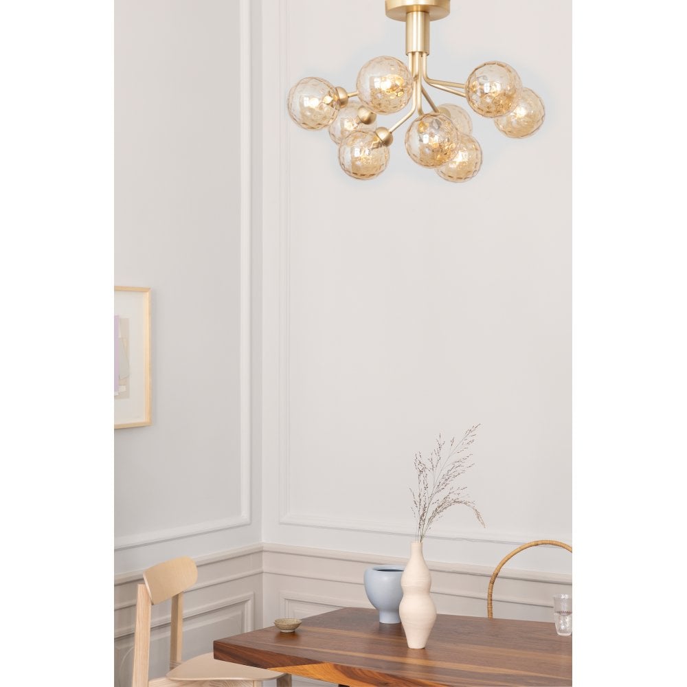 Nuura Apiales 9 Light Ceiling Light - Brushed Brass & Optic Gold Glass