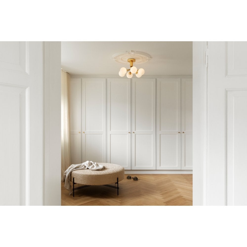 Nuura Apiales 6 Light Ceiling Light - Brushed Brass & Opal Glass