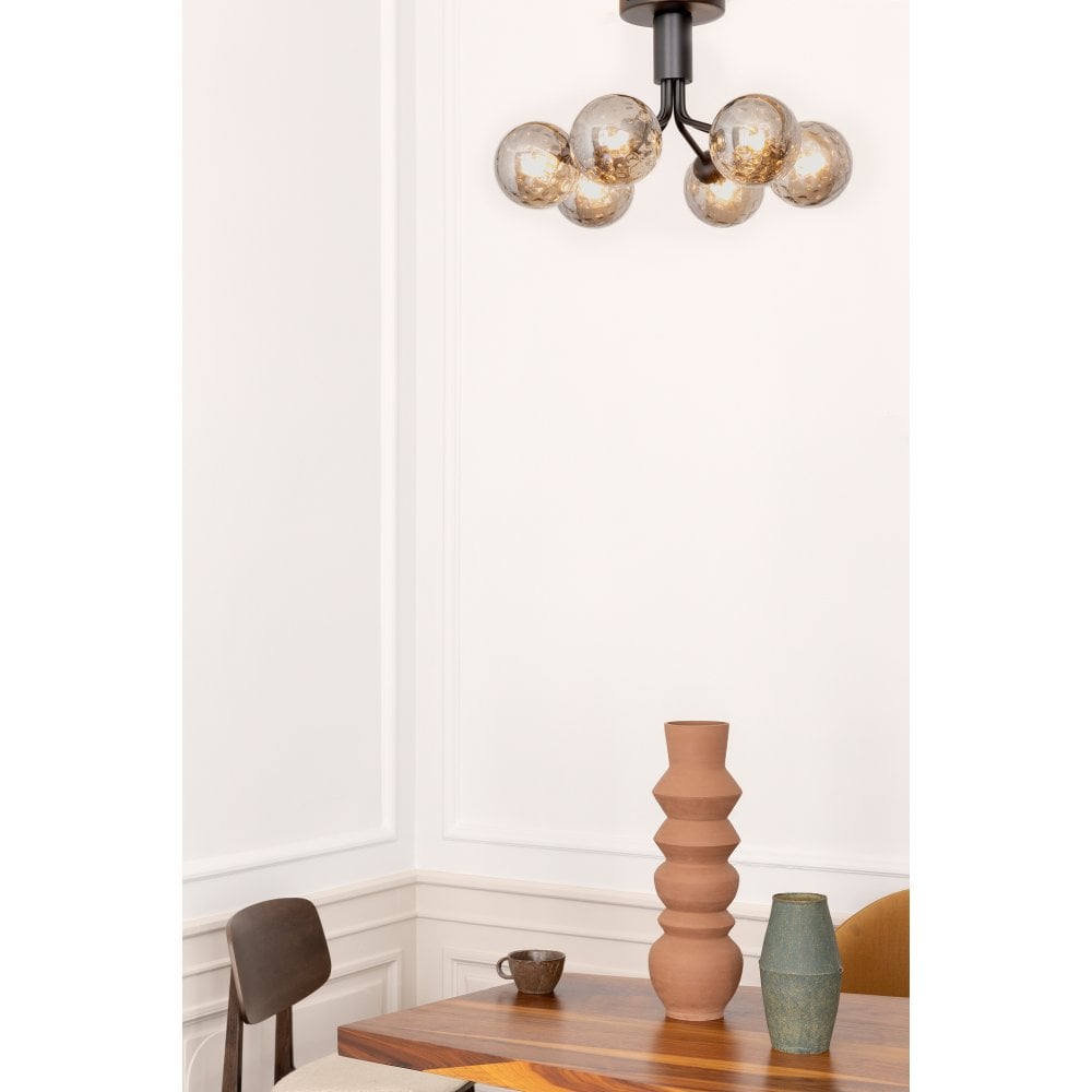 Nuura Apiales 6 Light Ceiling Light - Satin Black & Optic Smoked Glass