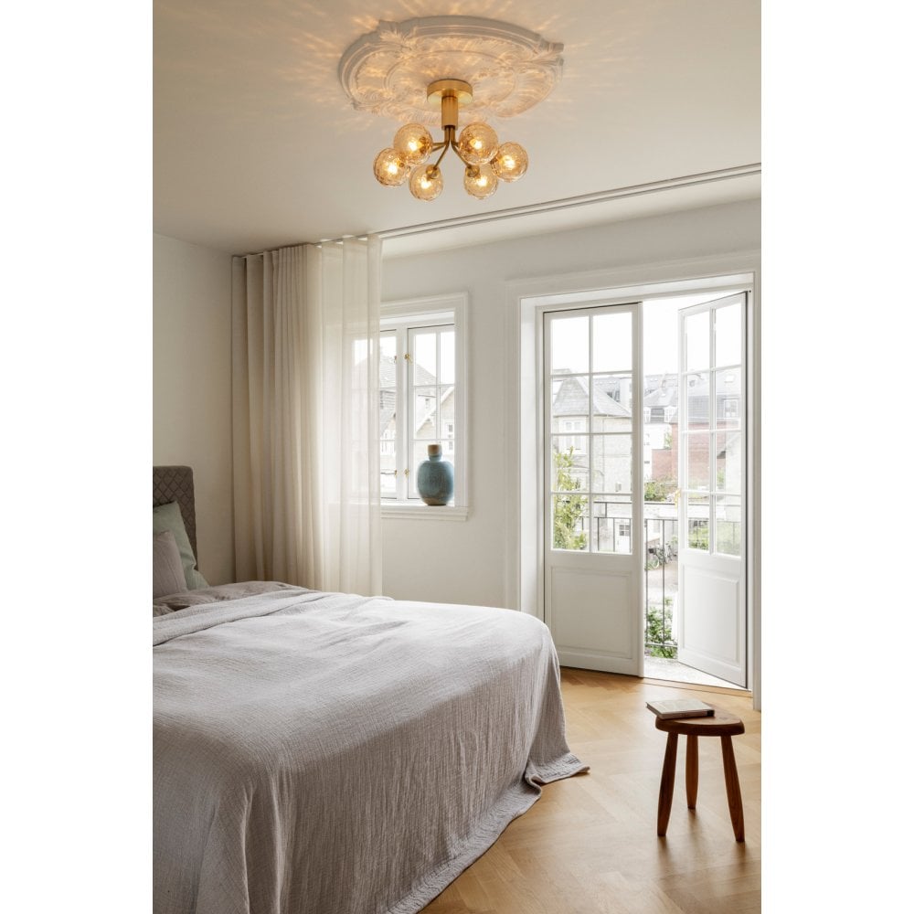 Nuura Apiales 6 Light Ceiling Light - Brushed Brass & Optic Gold Glass