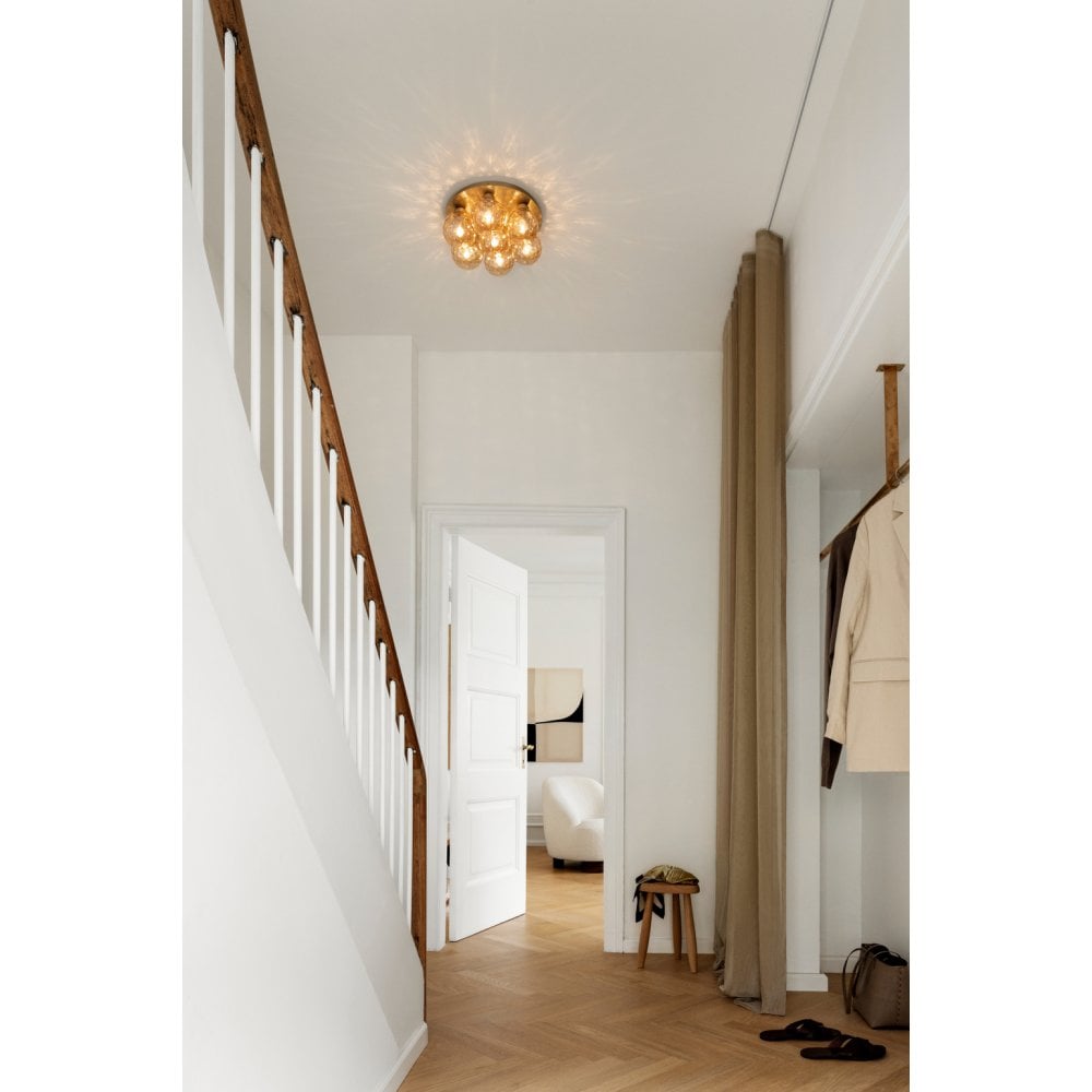 Nuura Apiales 7 Light Plafond Flush Light - Brushed Brass & Optic Gold Glass
