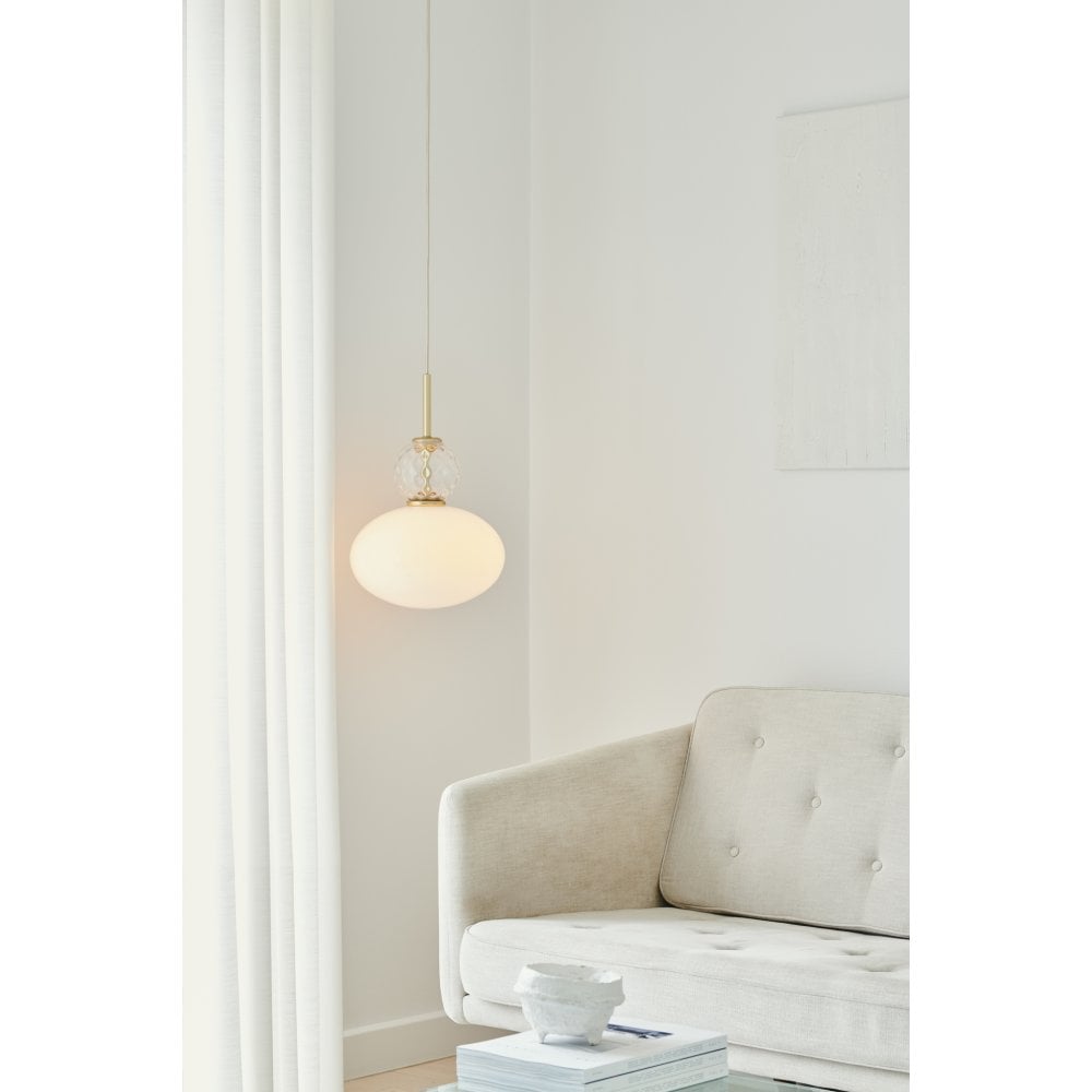 Nuura Rizzatto 32 Pendant - Satin Brass & Opal Glass