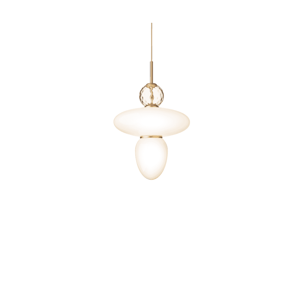 Nuura Rizzatto 43 Pendant - Satin Brass & Opal Glass