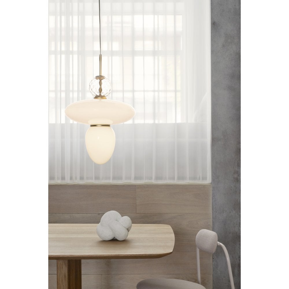 Nuura Rizzatto 43 Pendant - Satin Brass & Opal Glass