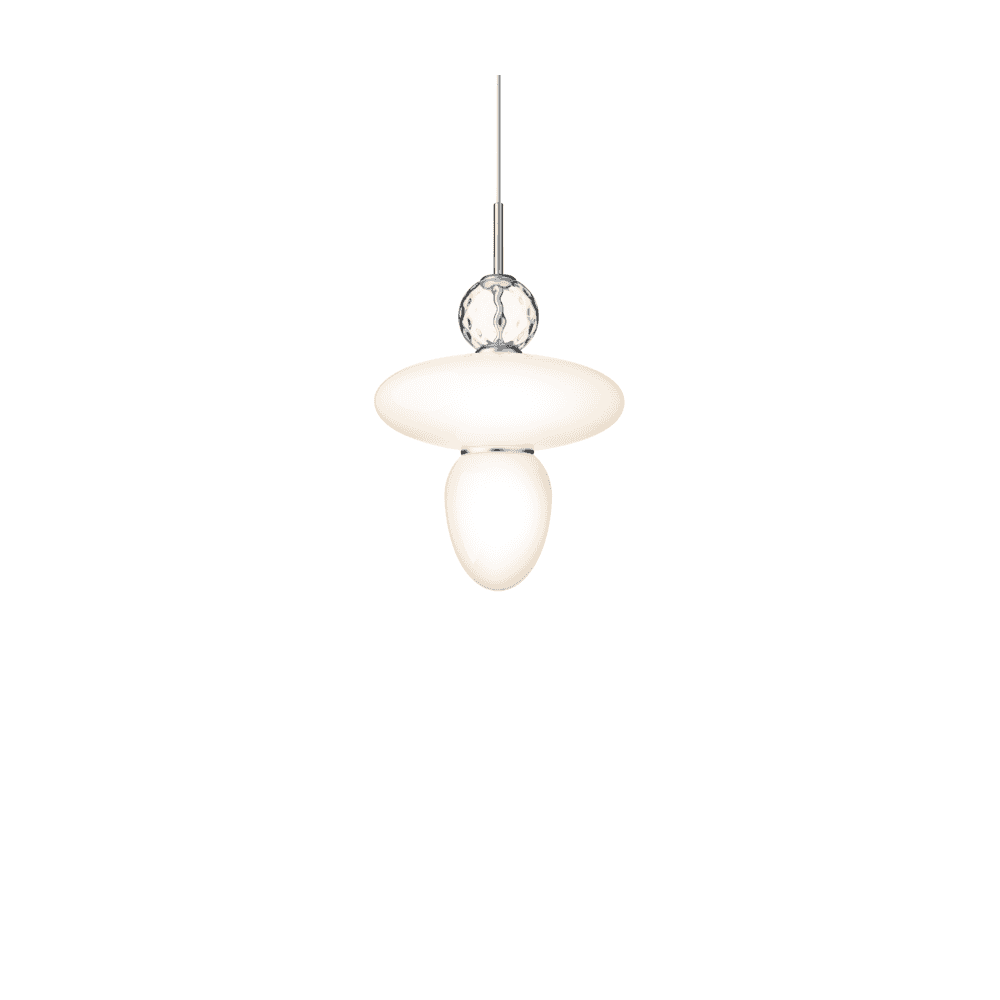 Nuura Rizzatto 43 Pendant - Satin Silver & Opal Glass