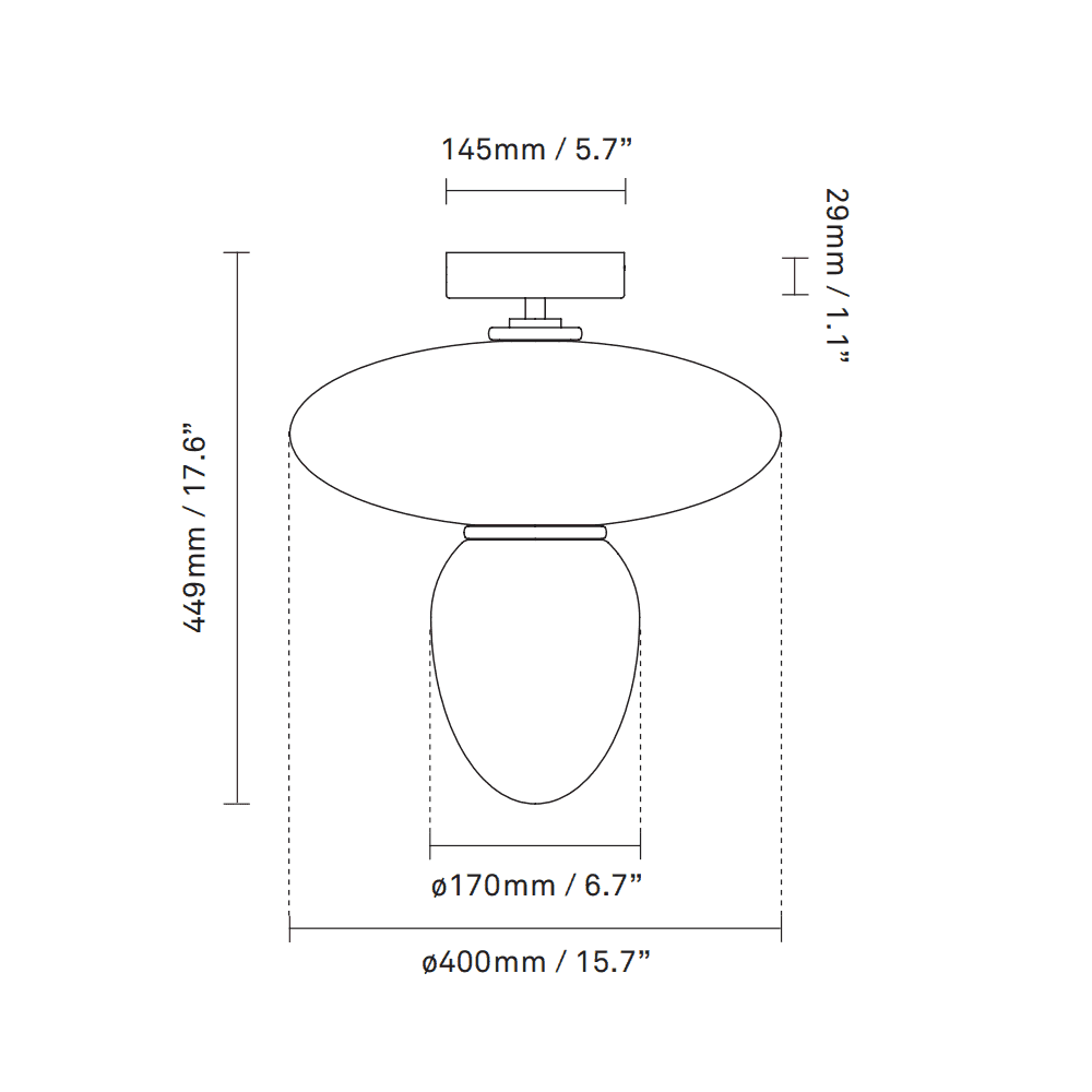 Nuura Rizzatto 42 Flush Light - Satin Silver & Opal Glass