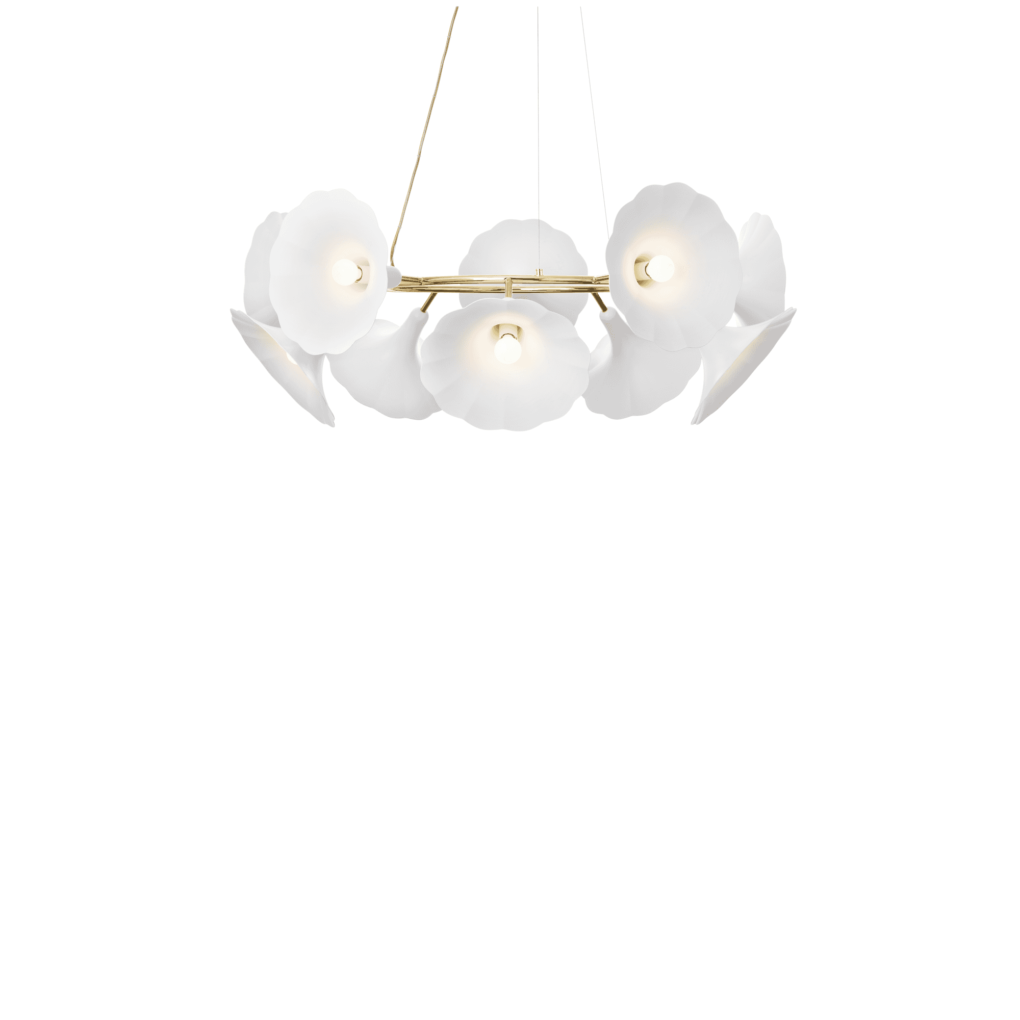 Nuura Petalii 10 Light Chandelier - White & Polished Brass