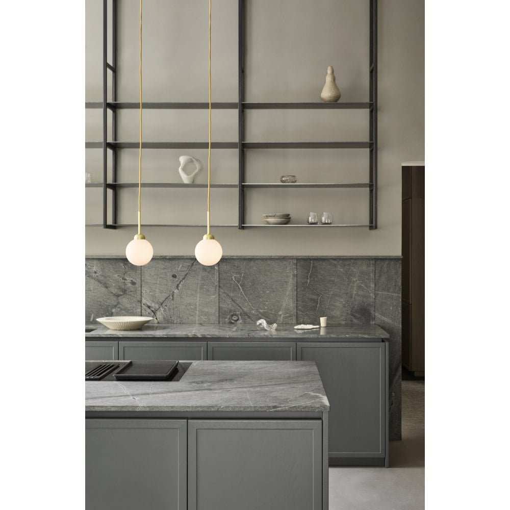 Nuura Apiales 1 Light Pendant - Brushed Brass & Opal Glass