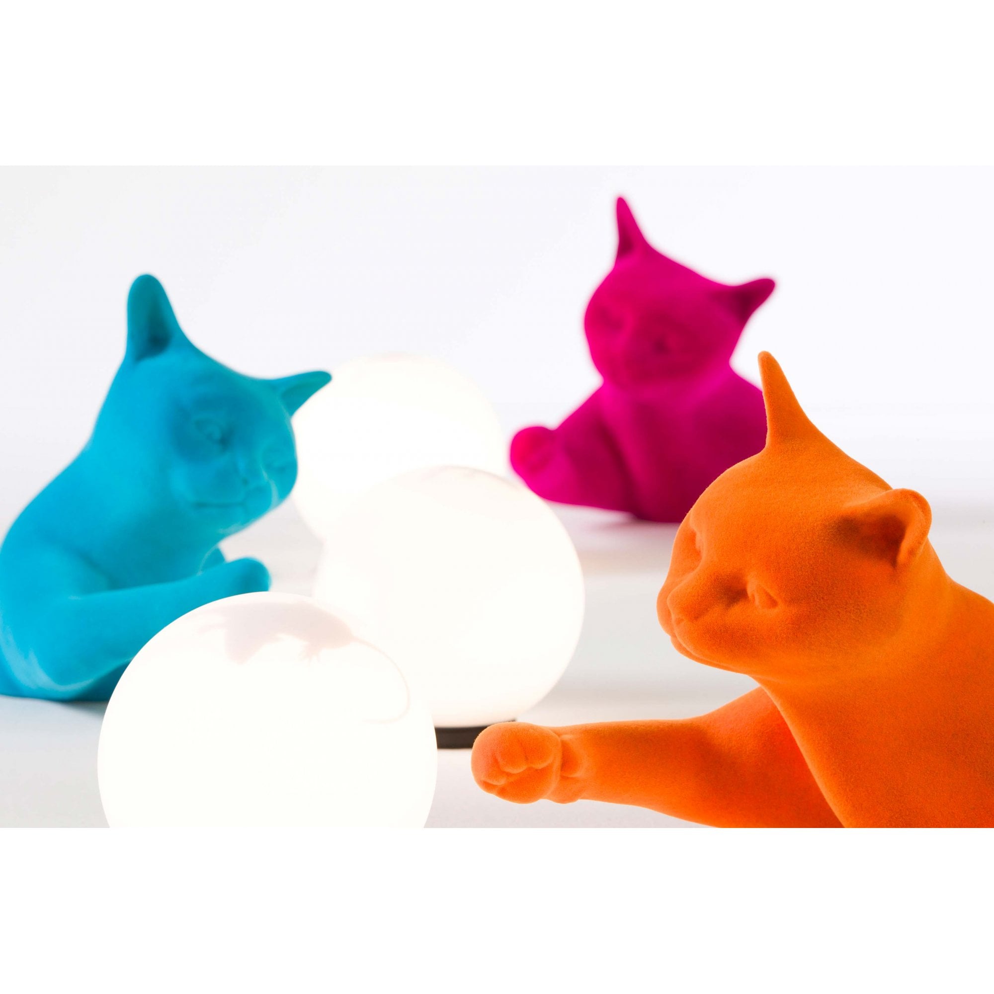 Karman Maoo Cat Table Lamp - Orange Velvet