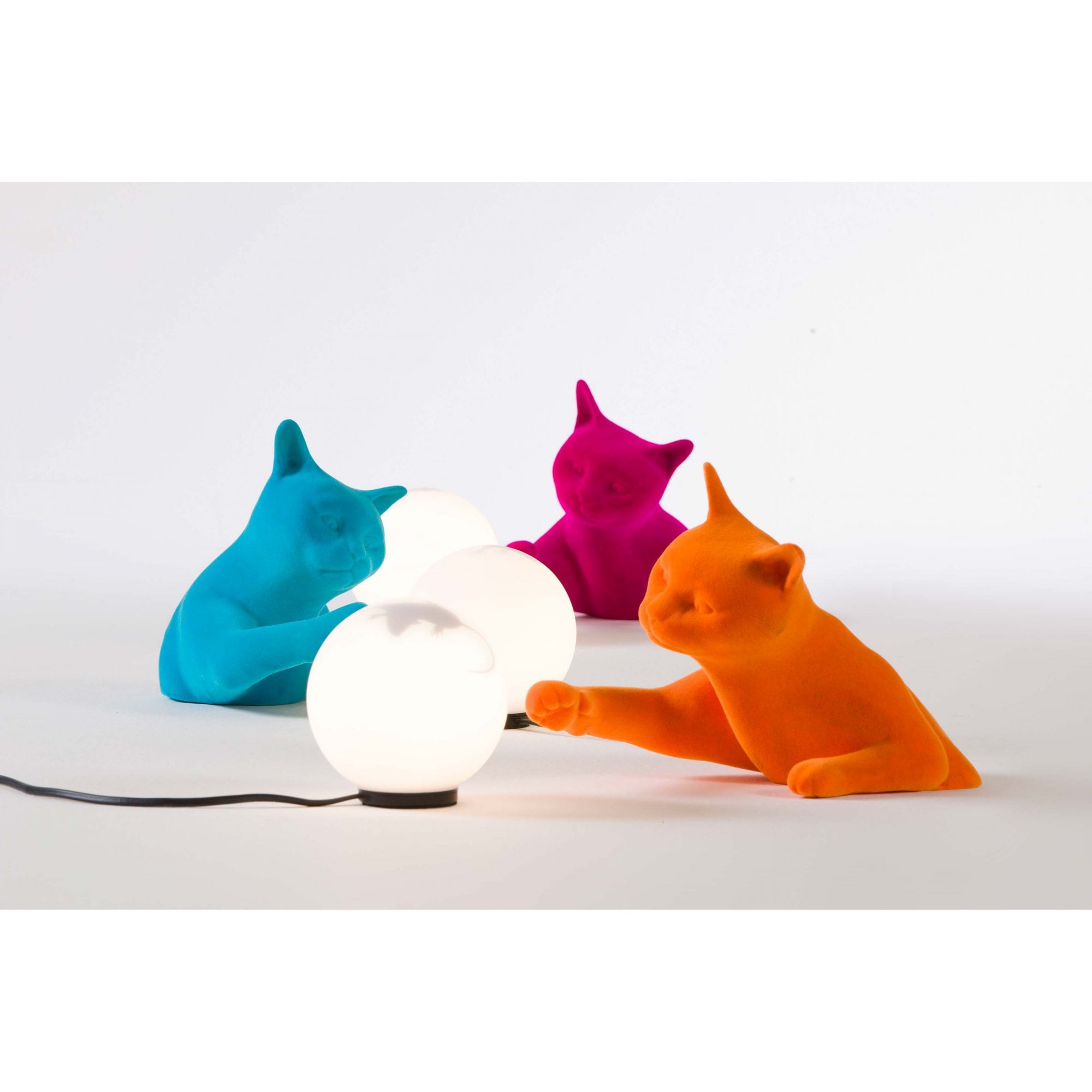 Karman Maoo Cat Table Lamp - Orange Velvet
