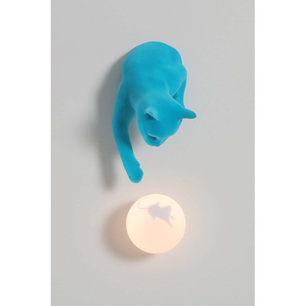 Karman Maoo Cat Wall Lamp - Light Blue Velvet