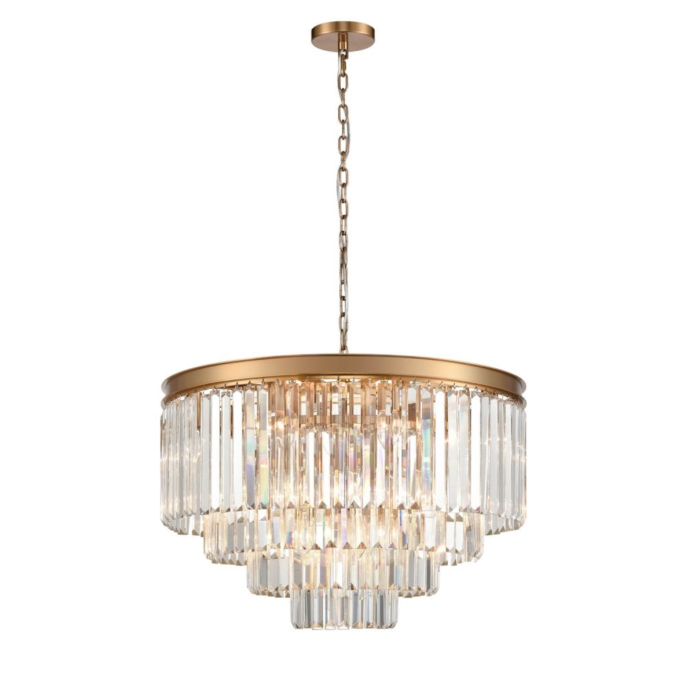 Franklite Perdita 20 Light Pendant - Brushed Brass & Crystal Glass