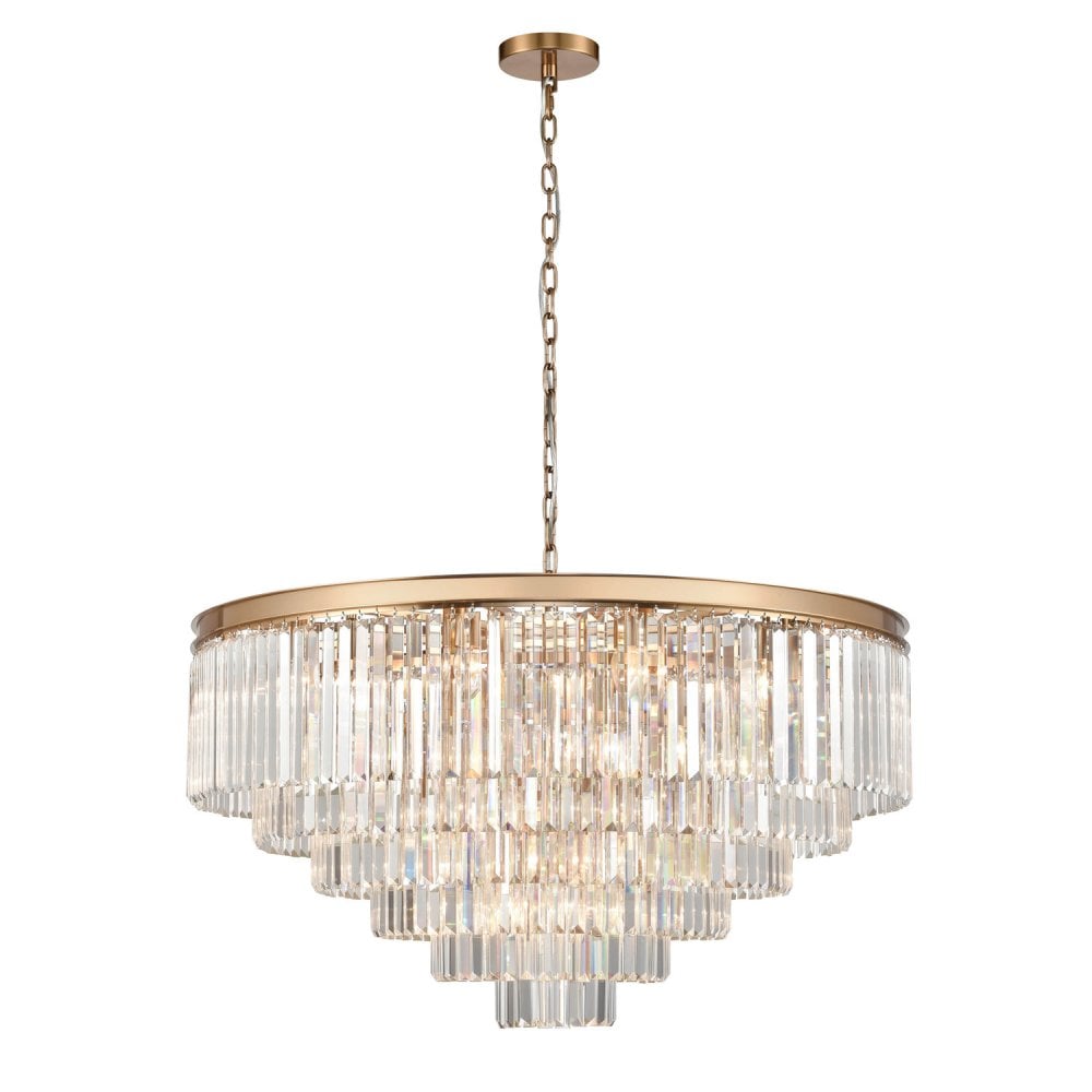 Franklite Perdita 30 Light Pendant - Brushed Brass & Crystal Glass