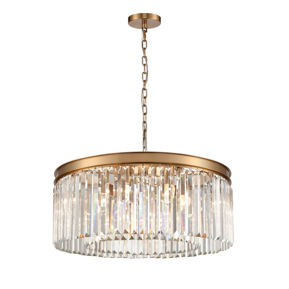 Franklite Perdita 8 Light Pendant - Brushed Brass & Crystal Glass