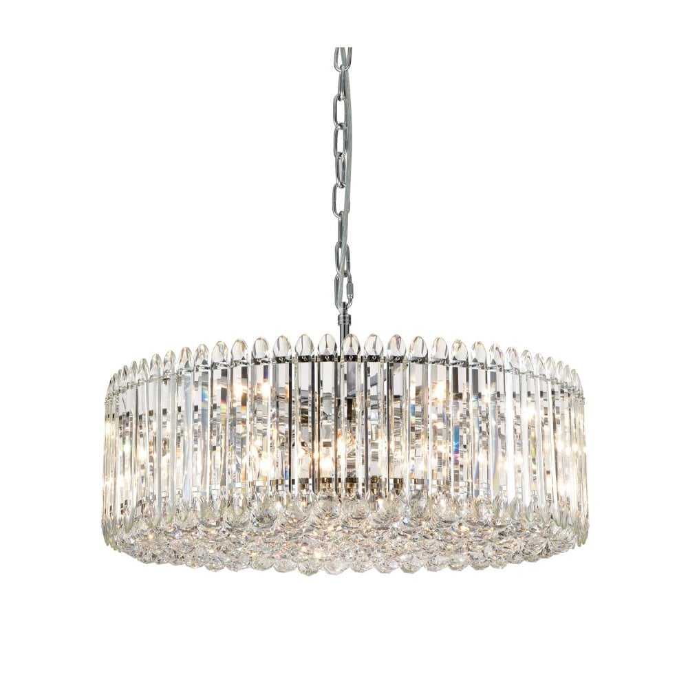 Franklite Diva 15 Light Pendant - Chrome & Crystal Glass