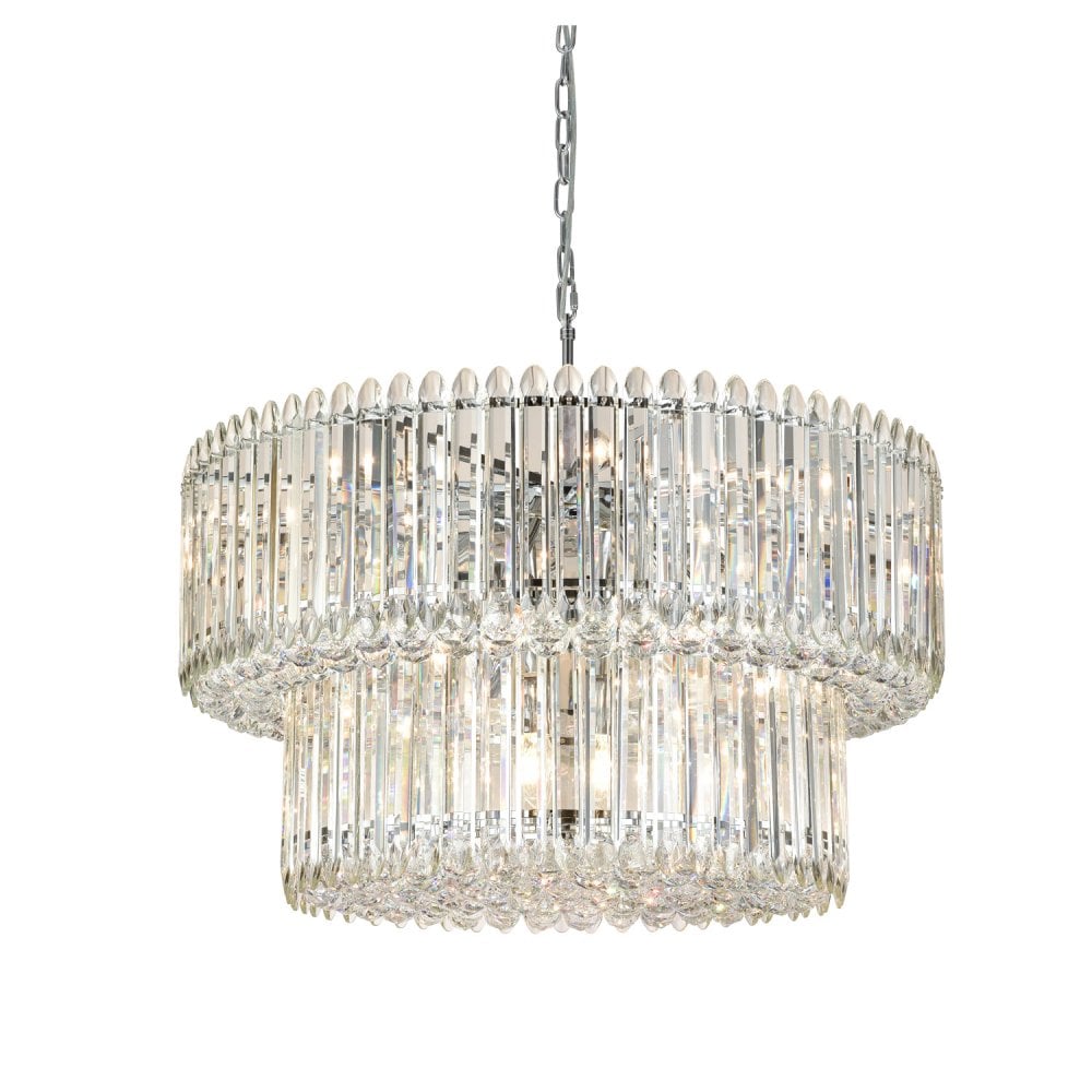 Franklite Diva 20 Light Pendant - Chrome & Crystal Glass