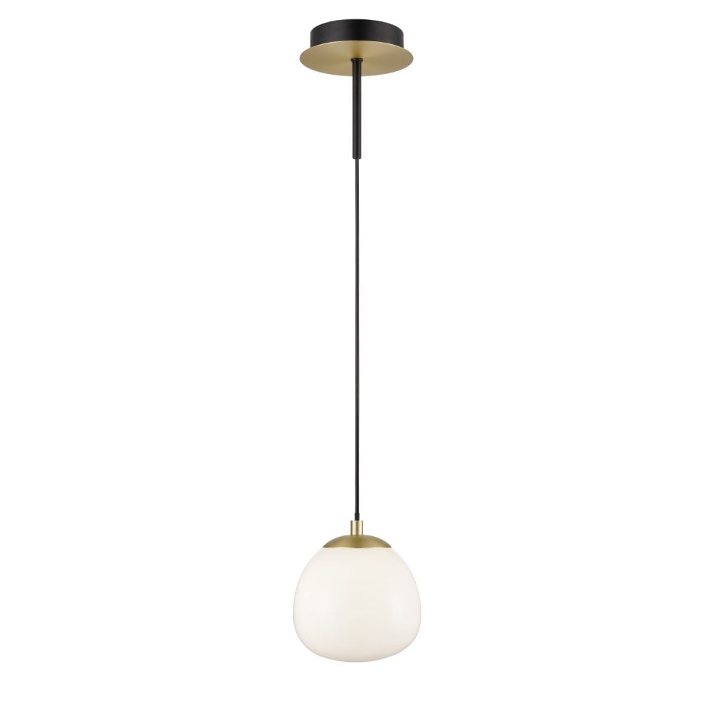Franklite Vermeer 1 Light Pendant/Wall Light - Matt Black & Gold