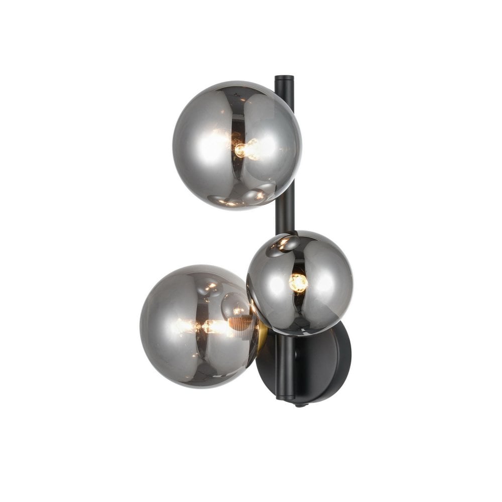 Franklite Atmosphere 3 Light Wall Bracket Light - Matt Black & Brushed Brass