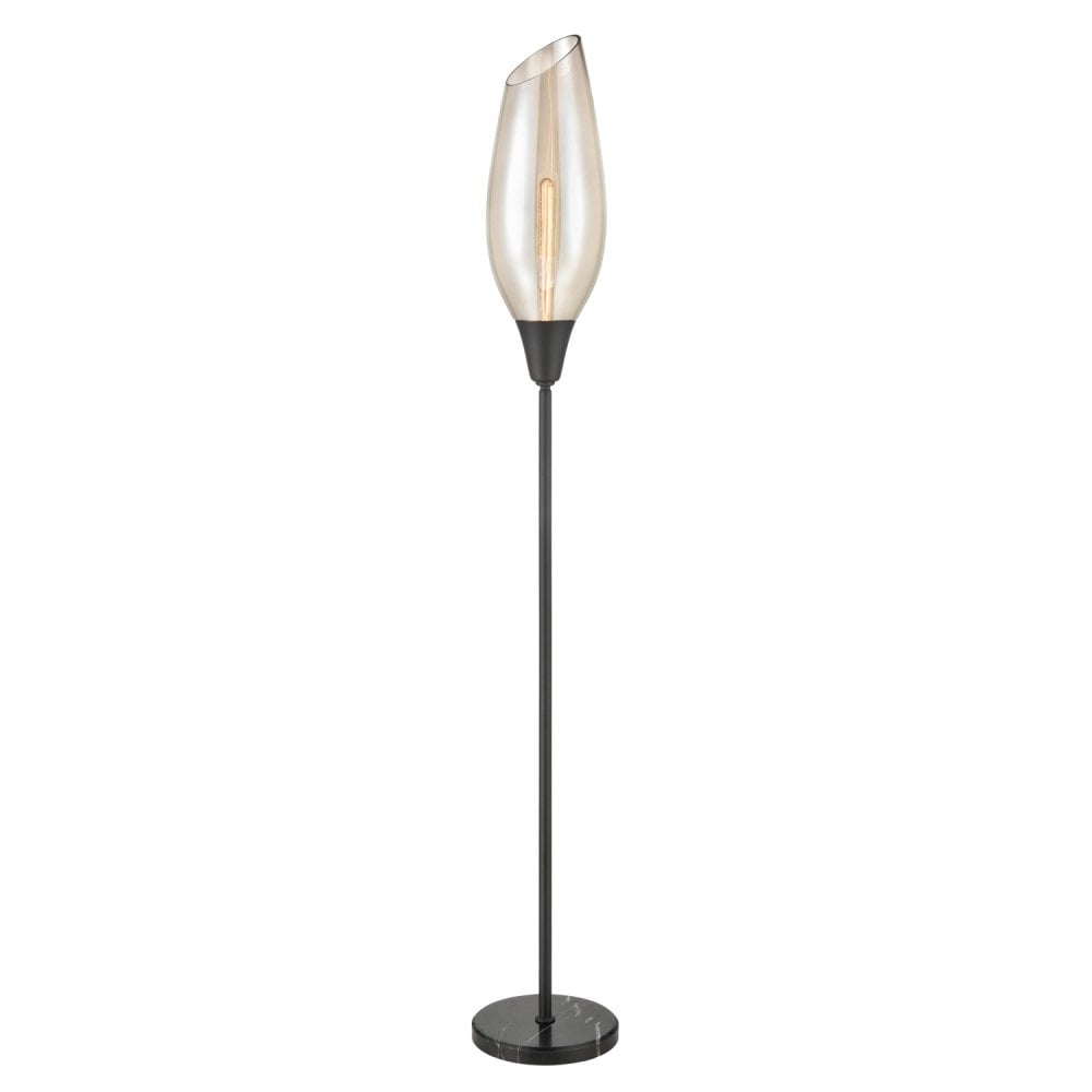 Franklite Taper Floor Lamp - Amber Glass
