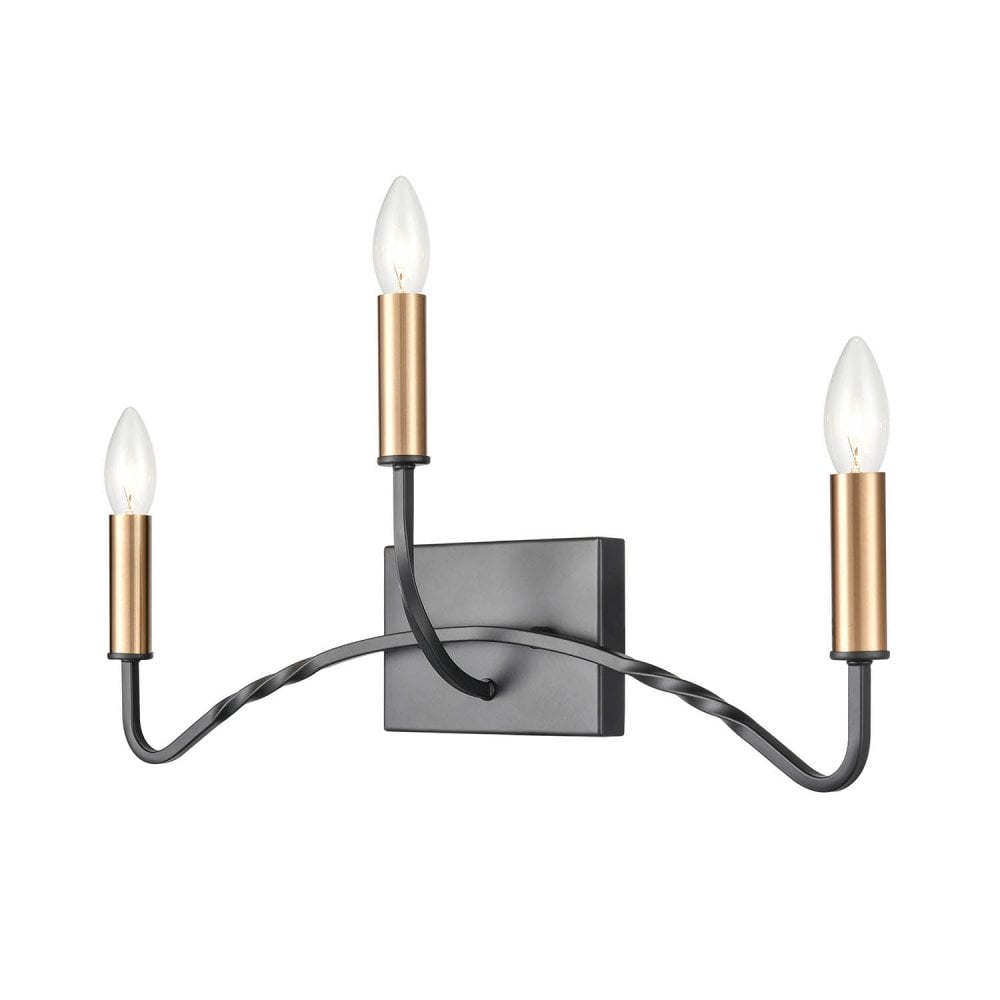 Franklite Kasteel 3 Light Wall Light - Antique Bronze with Brushed Brass Accents