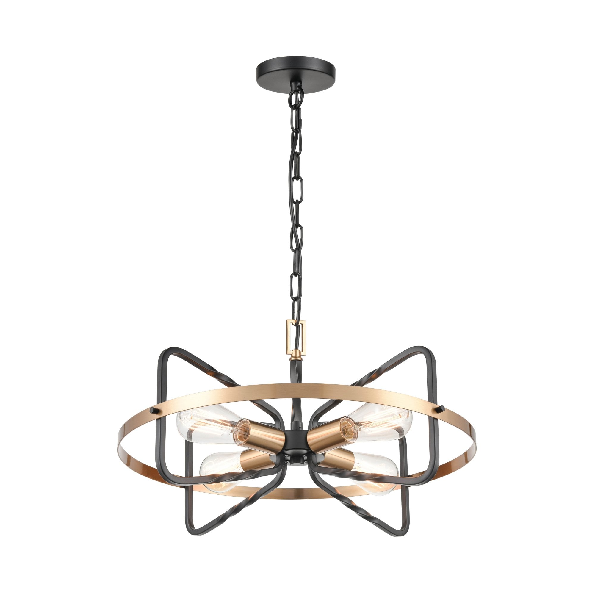 Franklite Kasteel 4 Light Pendant/Flush Fitting - Antique Bronze with Brushed Brass Accents