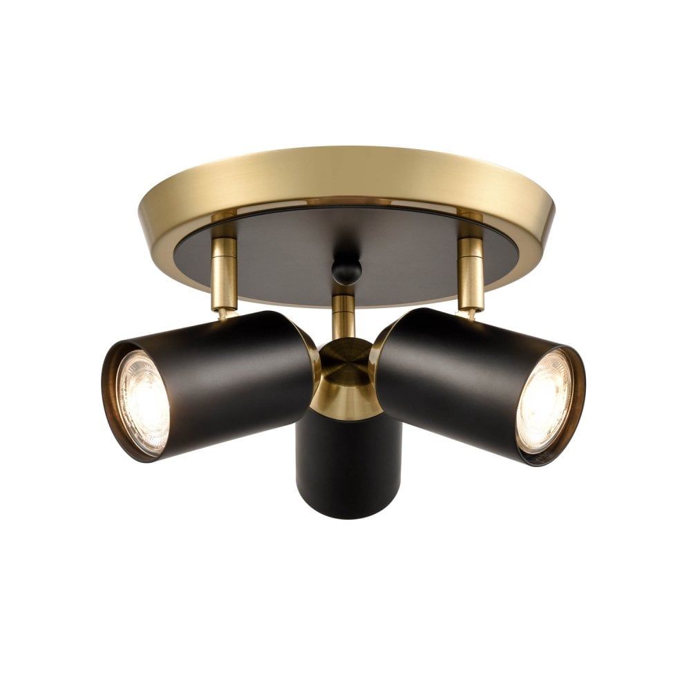 Franklite Hollywood 3 Light Spot - Matt Black & Brushed Brass
