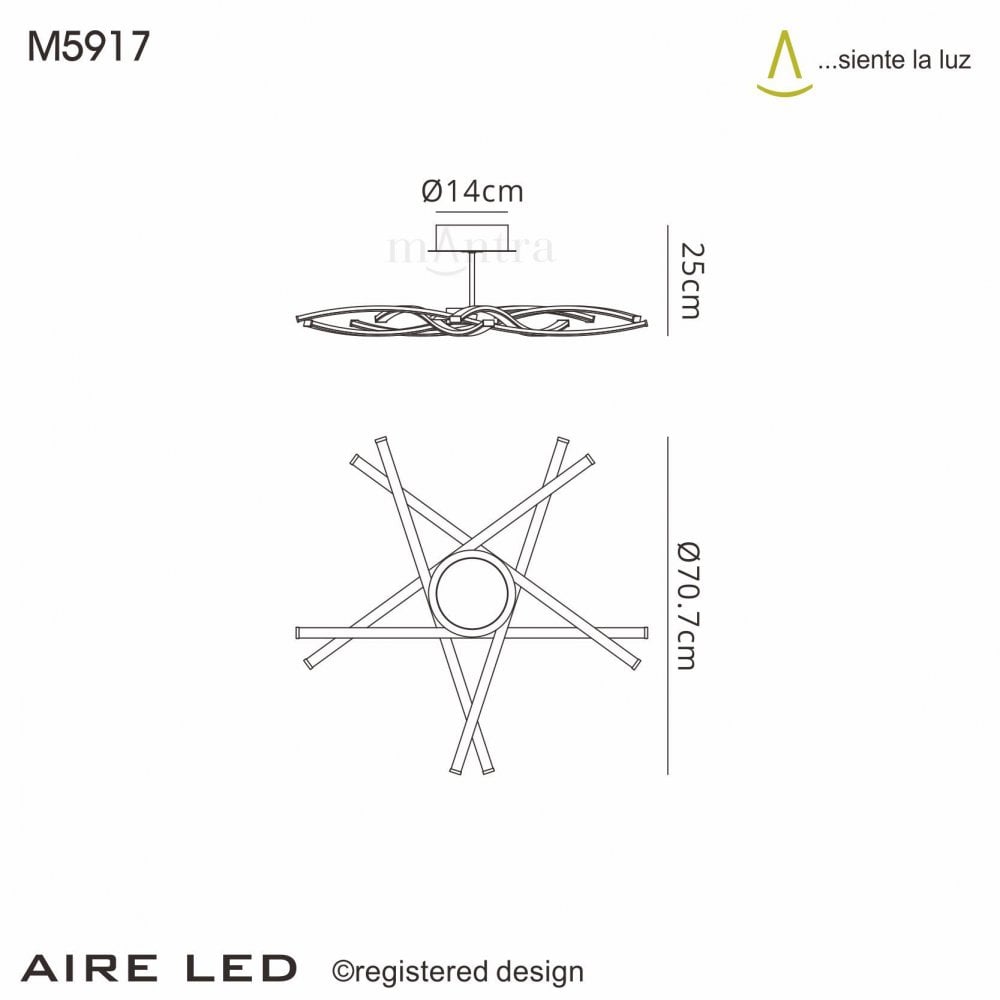 Mantra Aire LED Ceiling Light - Silver & Polished Chrome