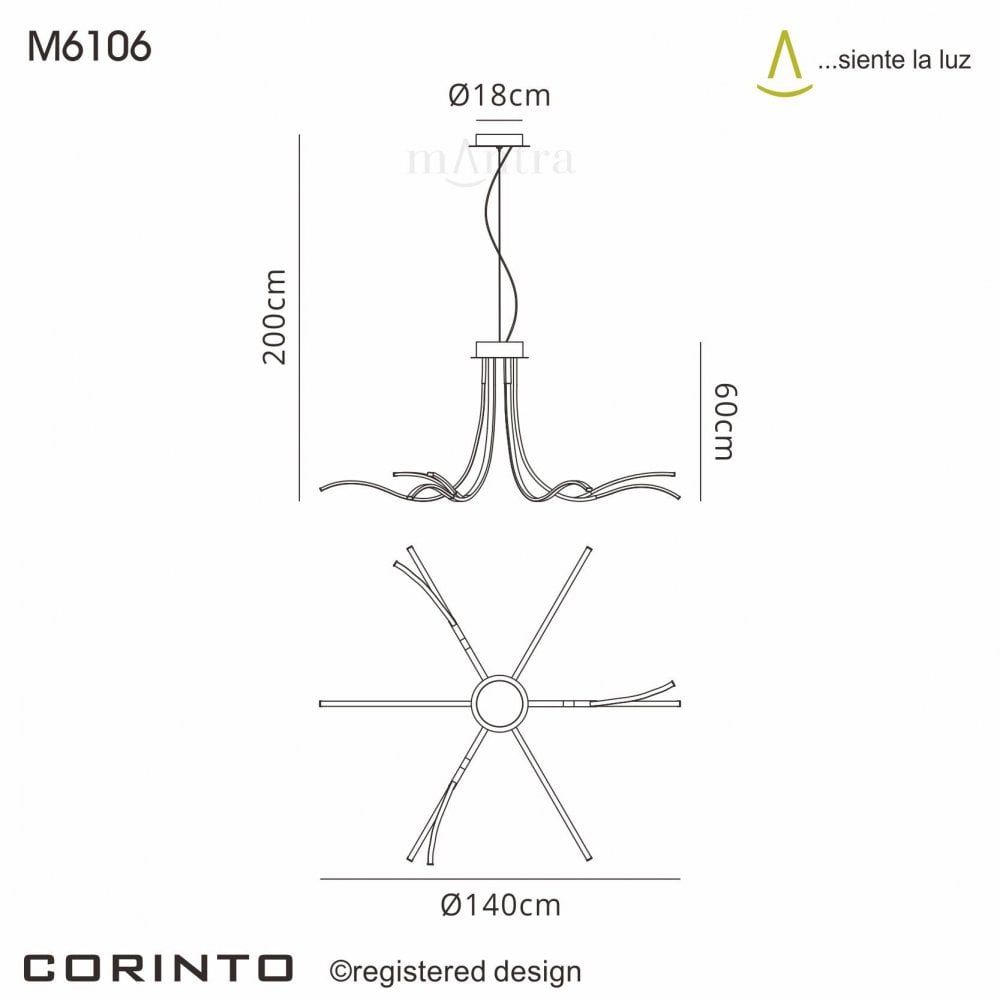 Mantra Corinto Pendant/Semi Flush - Silver Chrome